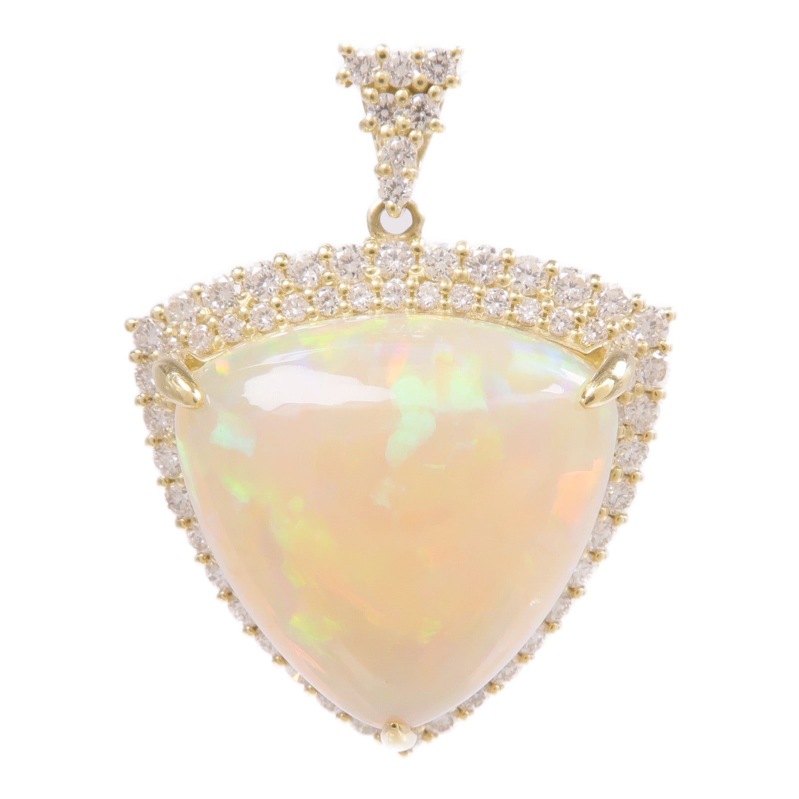 JEWELRY 18K黃金Opal Diamond Pendant Top蛋白/石鑽石吊墜