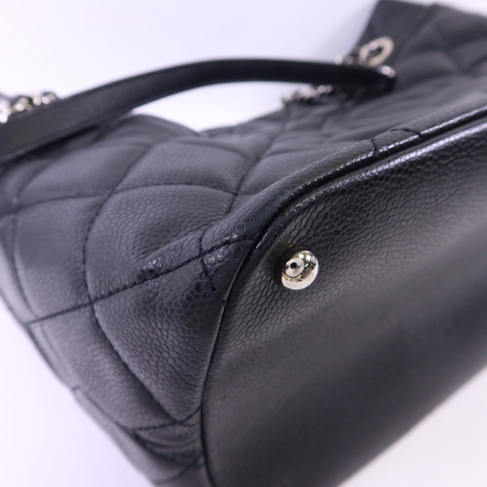 CHANEL 牛皮皮革Shoulder Bag銀扣鏈帶肩背袋