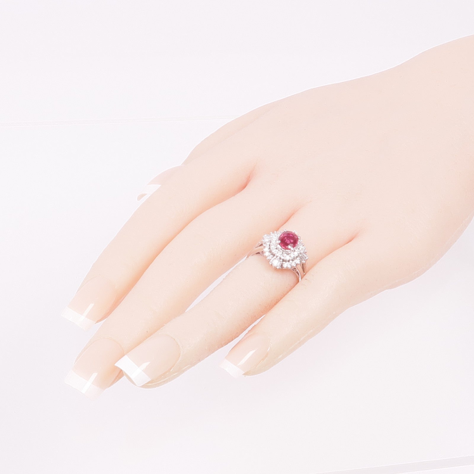 JEWELRY PT900鉑金Ruby Diamond Ring紅寶石/鑽石戒指US#6