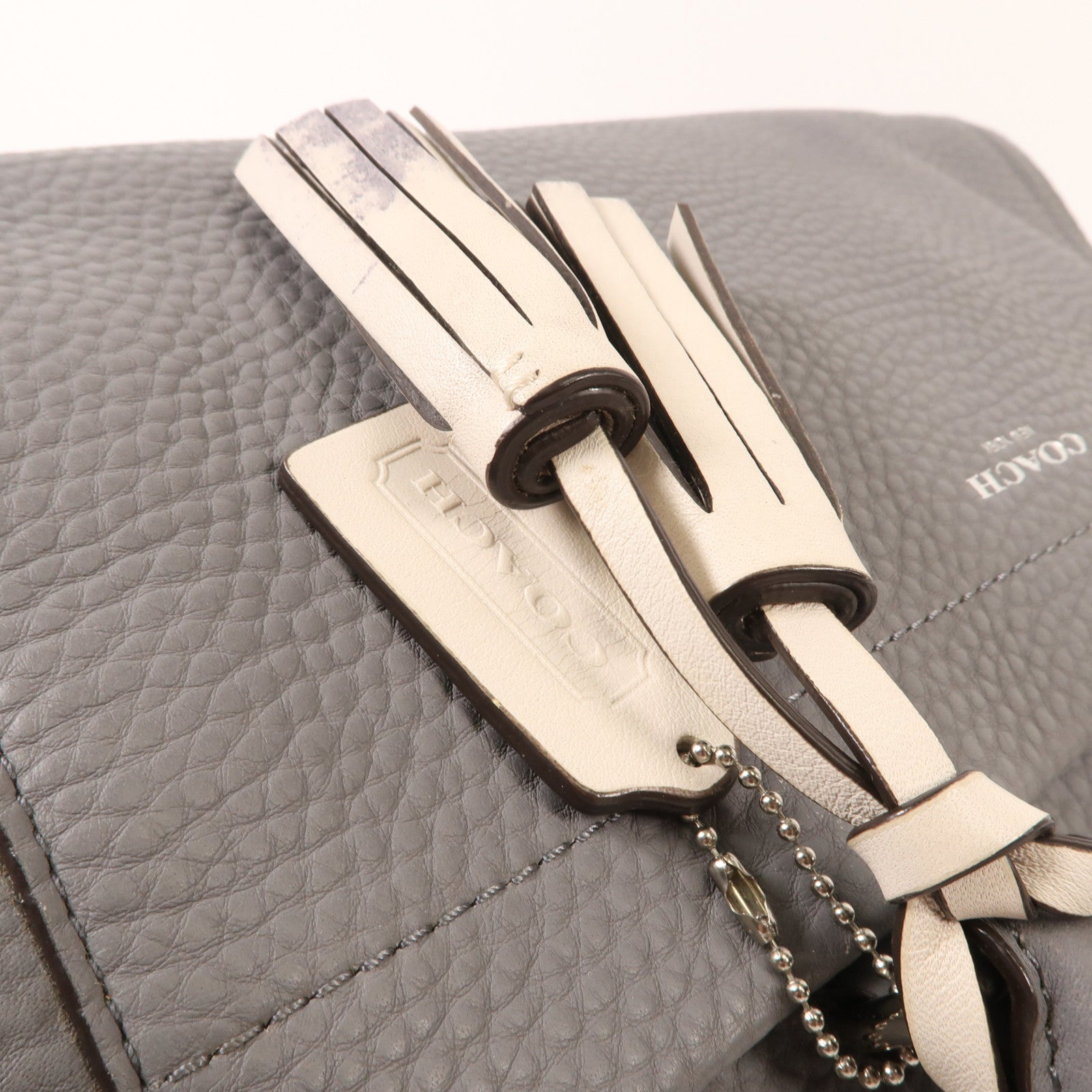 COACH 牛皮皮革Shoulder Bag銀扣肩背袋