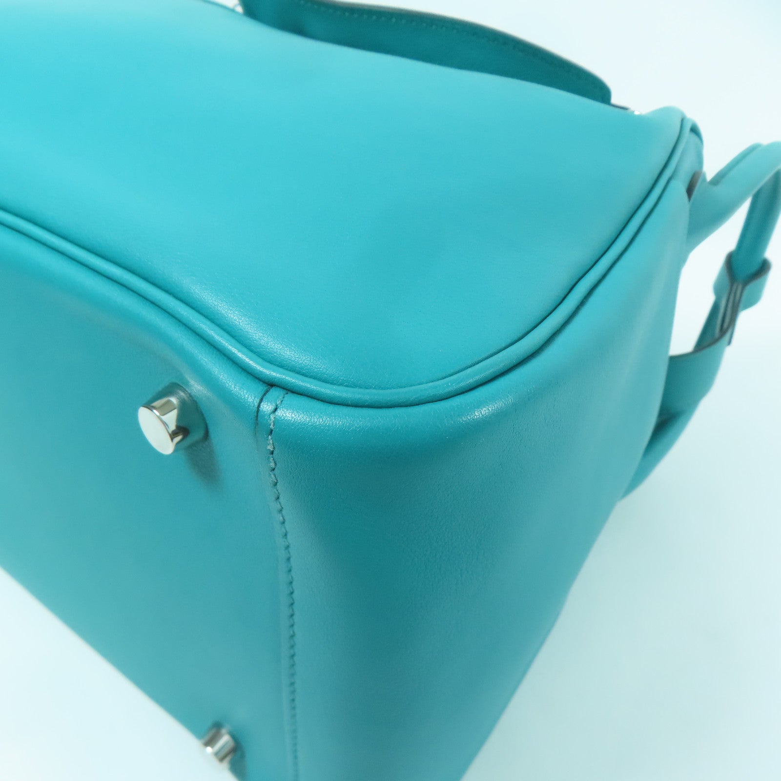 HERMES Swift皮革Lindy 30銀扣肩背袋Blue Lagoon