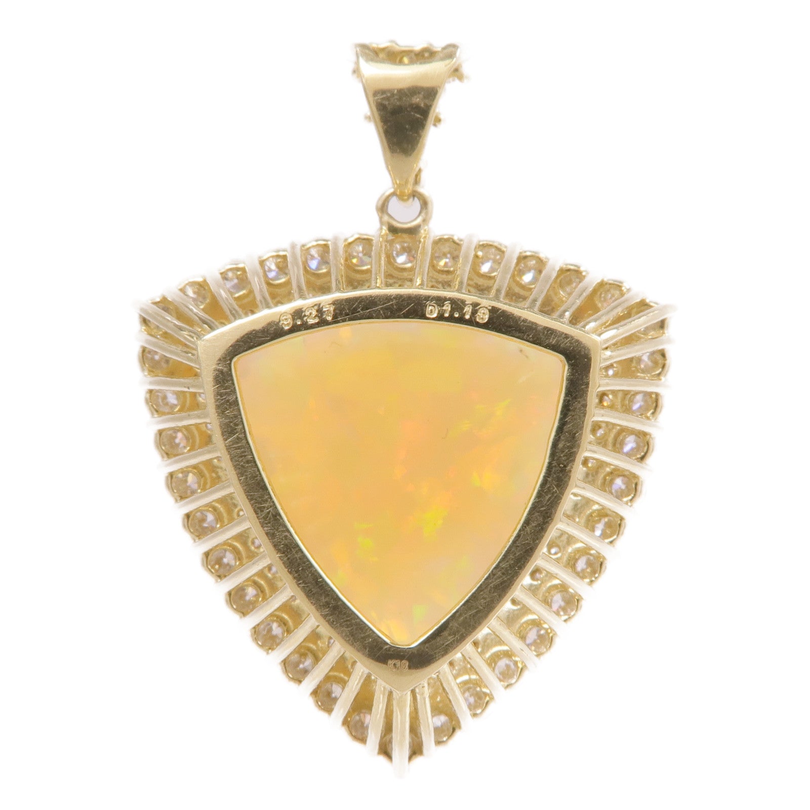 JEWELRY 18K黃金Opal Diamond Pendant Top蛋白/石鑽石吊墜
