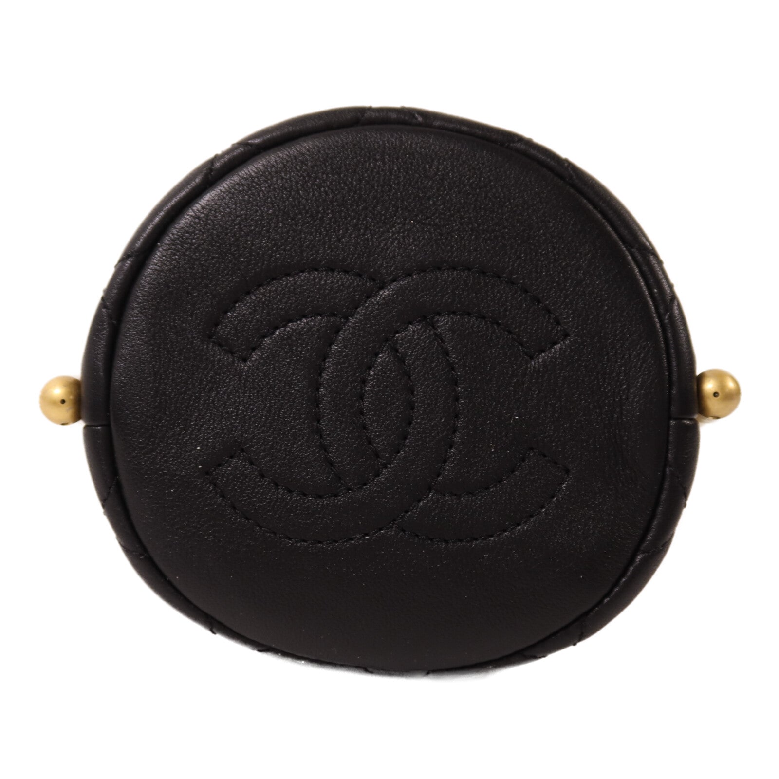CHANEL 牛皮皮革Mini Pearl Bucket Bag金扣肩背袋