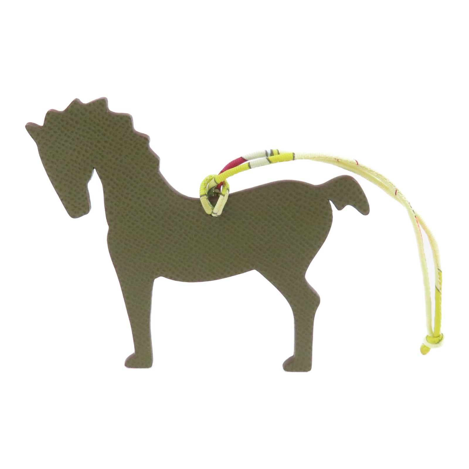 HERMES 皮革Charm掛飾綠色/啡色