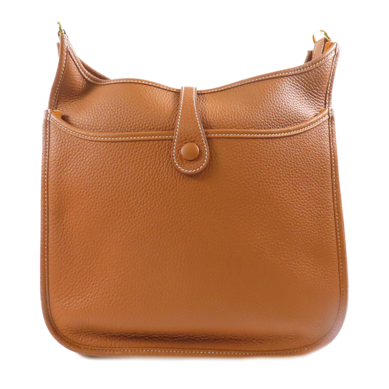 HERMES Clemence皮革Evelyne PM金扣肩背袋棕色