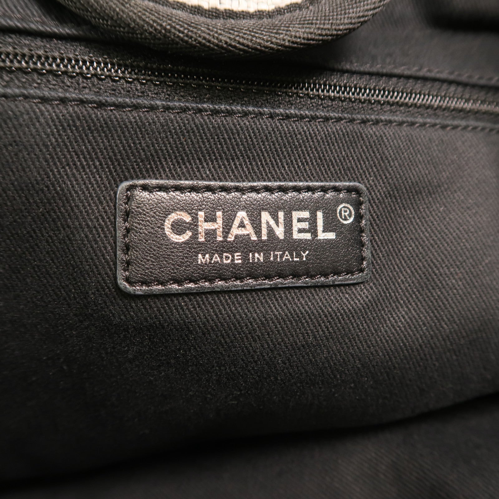 CHANEL 帆布Deauville Tote銀扣鏈帶手挽肩背兩用袋