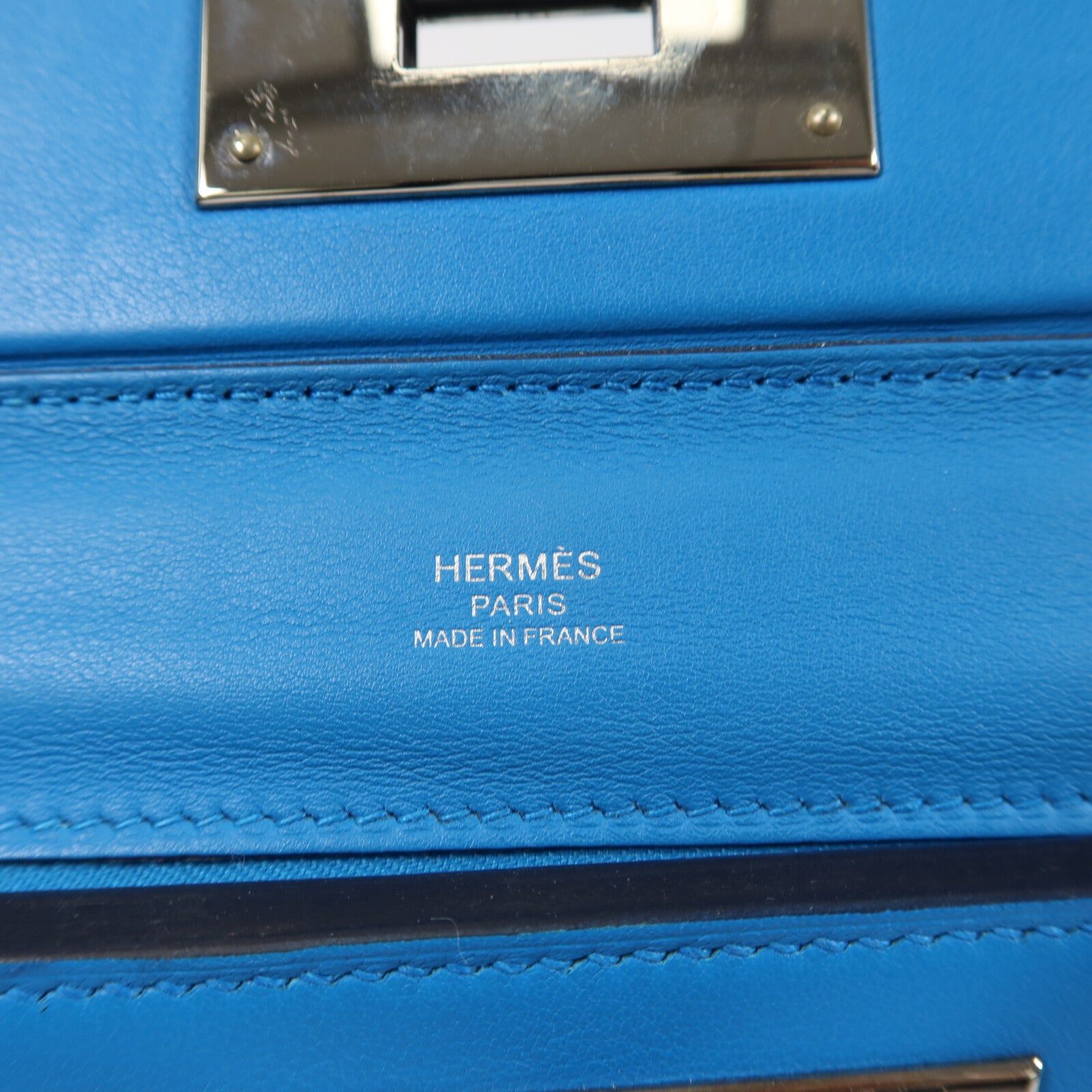 HERMES Evercolor皮革Mini 24/24手挽肩背兩用袋Bleu Frida