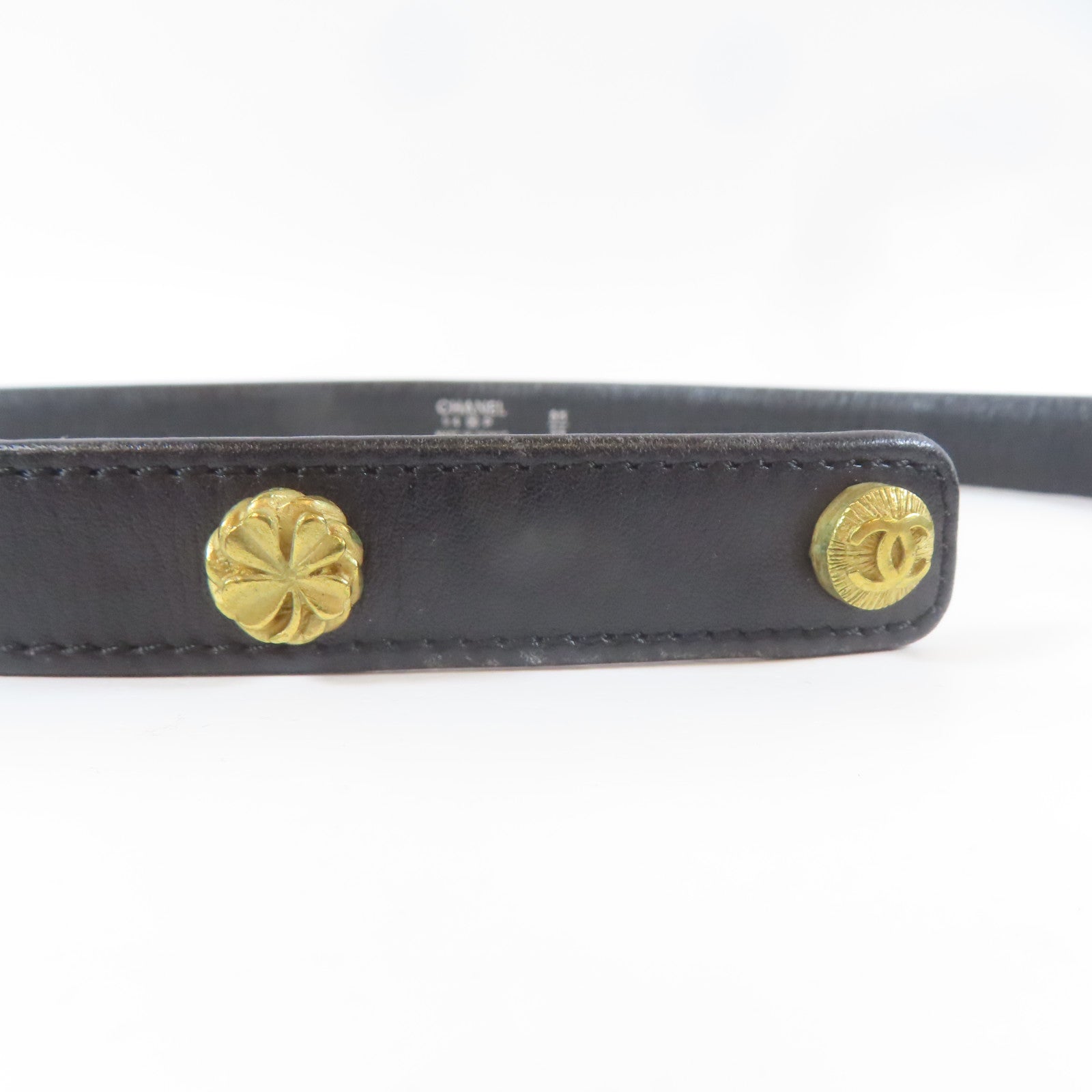 CHANEL 【激減優惠】金屬/羊皮皮革Belt皮帶黑色