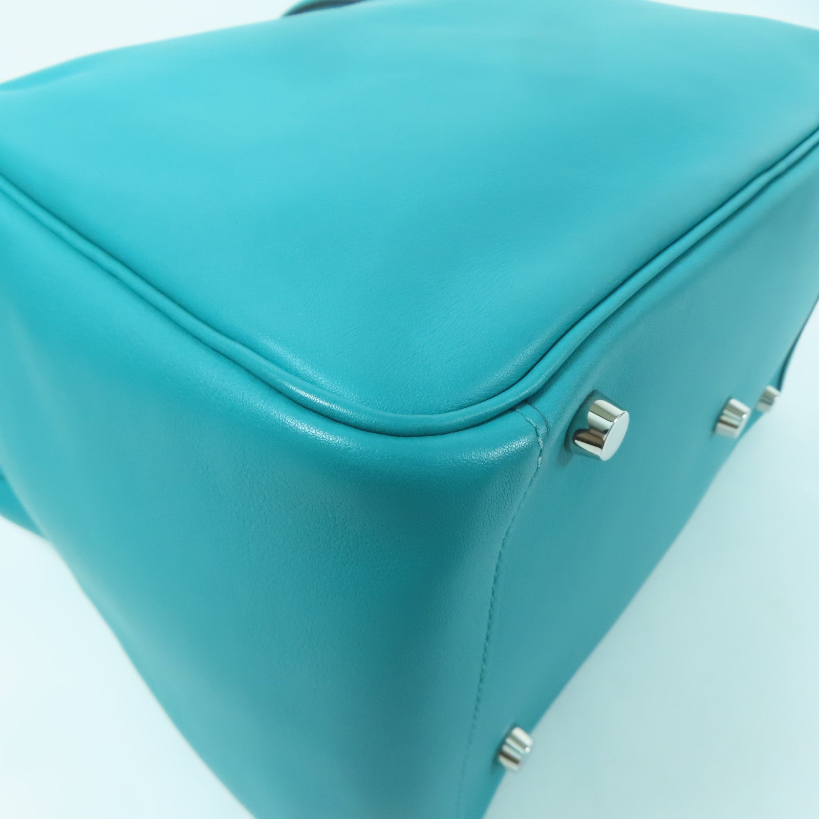 HERMES Swift皮革Lindy 30銀扣肩背袋Blue Lagoon