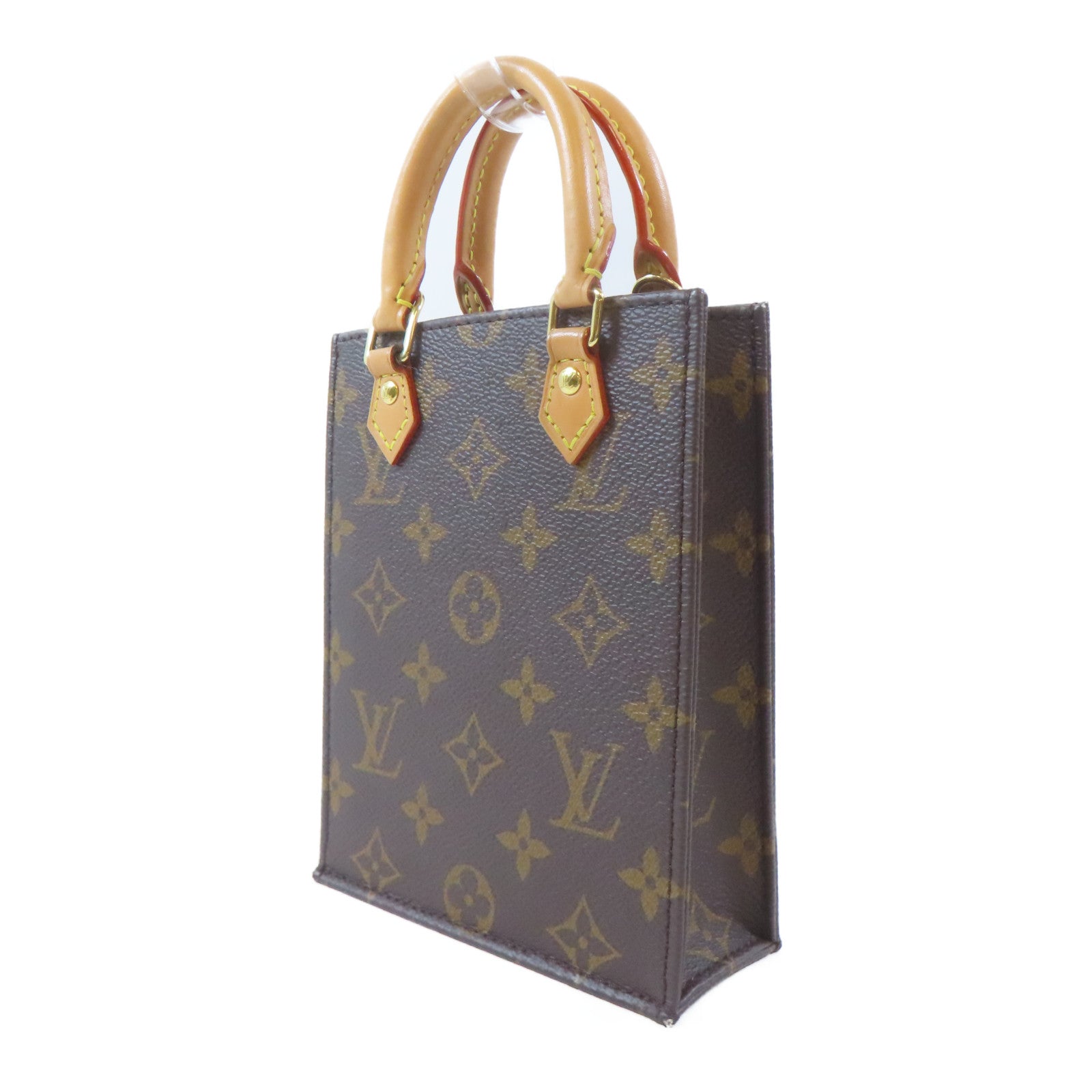 LOUIS VUITTON Monogram Petit Sac Plat金扣手挽肩背兩用袋啡色