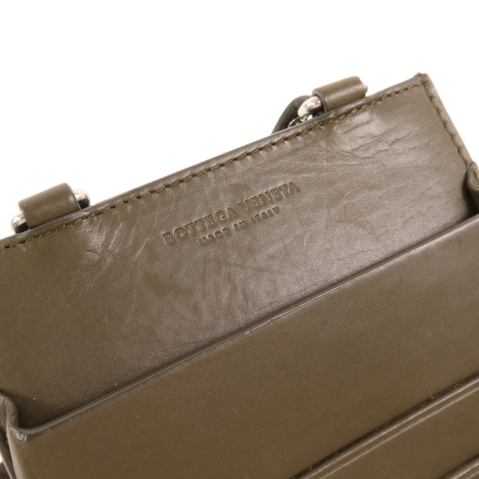 BOTTEGA VENETA 皮革Phone Bag銀扣肩背袋