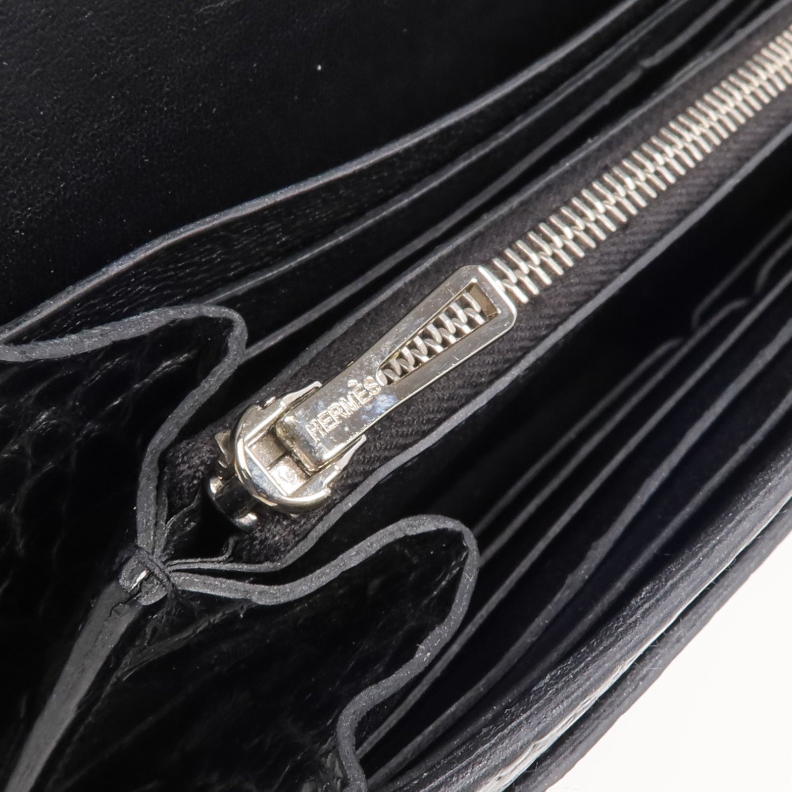 HERMES 【激減優惠】Alligator皮革Constance Long Wallet銀扣長錢包Noir