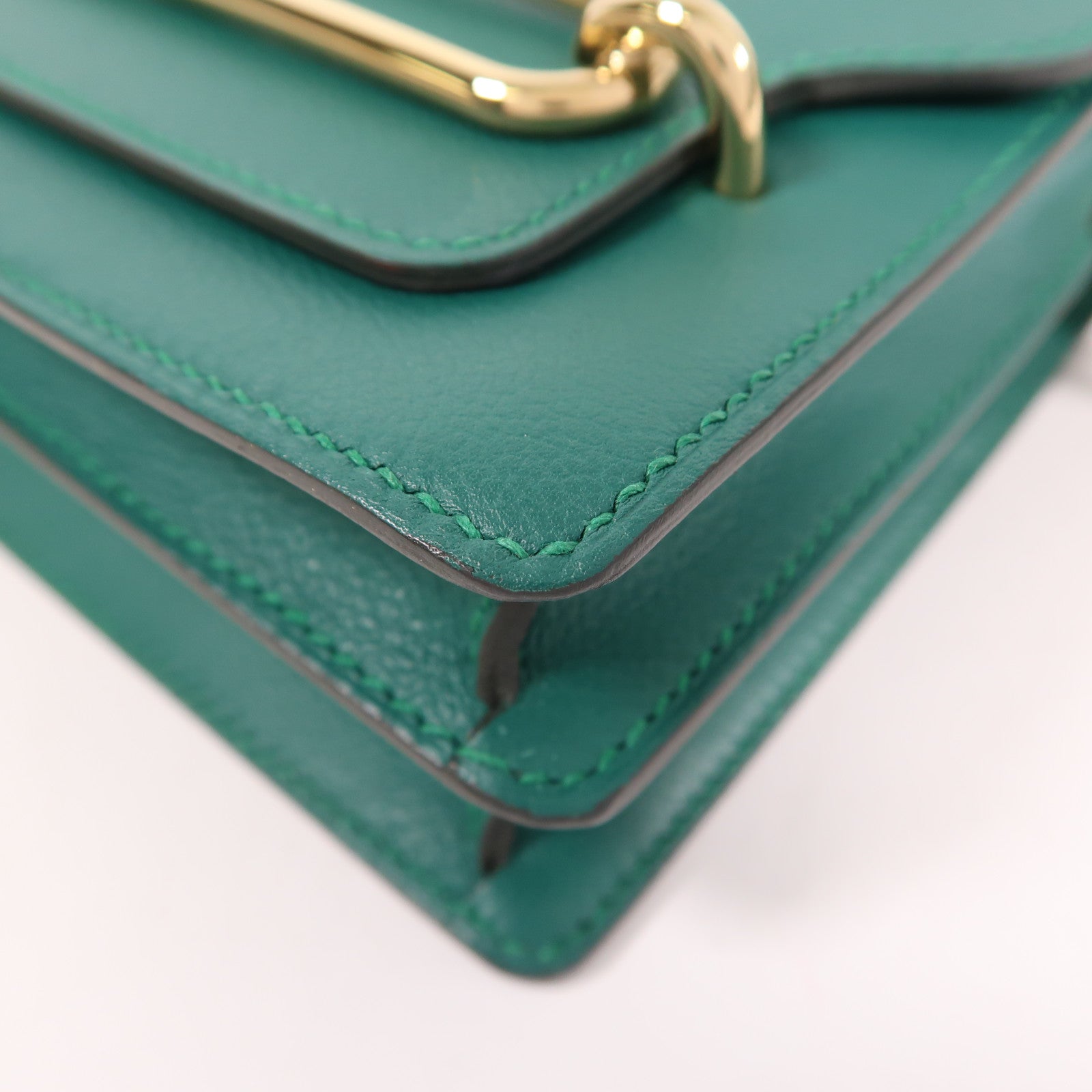 HERMES Evercolor皮革Mini Roulis金扣肩背袋Malachite