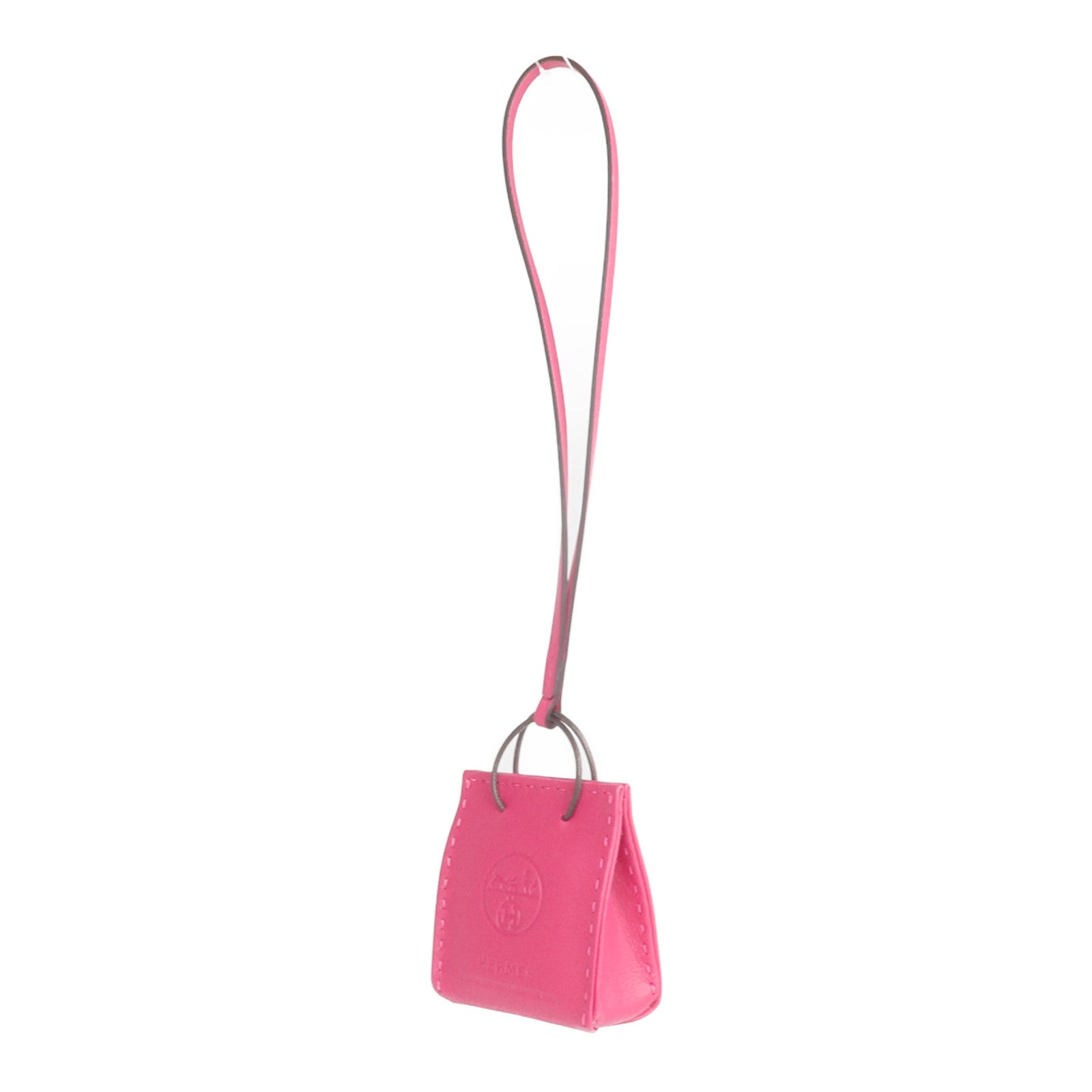 HERMES Milo皮革/Swift皮革Orange Bag Charm掛飾Rose Mexico