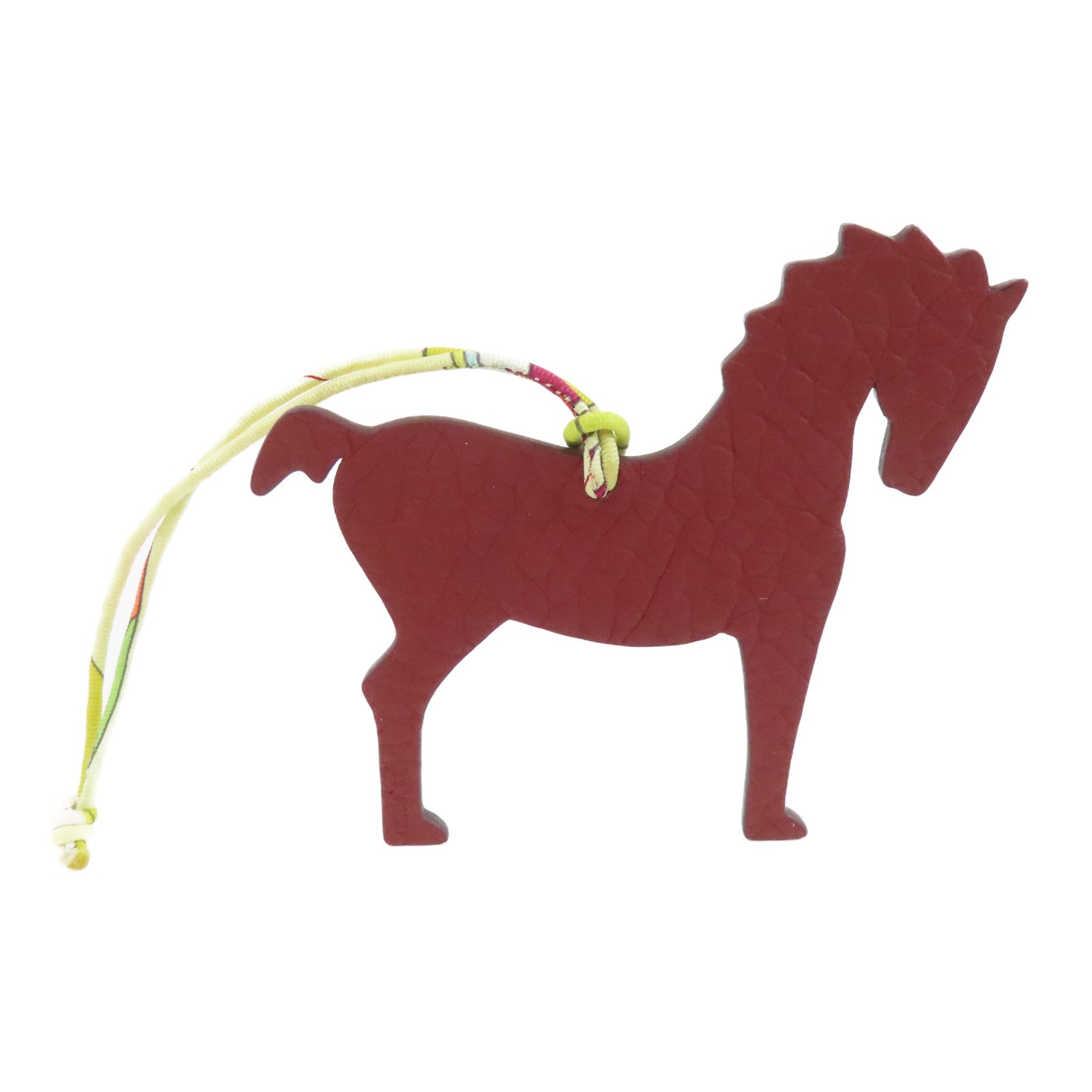 HERMES 皮革Charm掛飾綠色/啡色