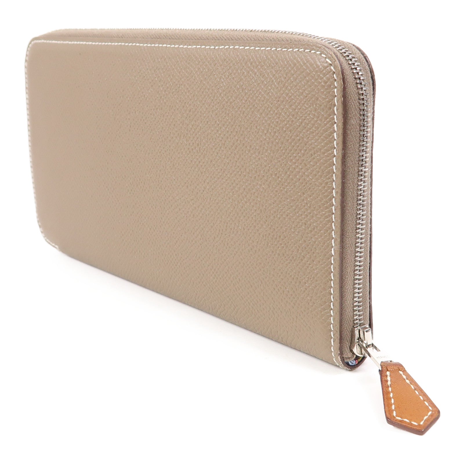 HERMES Epsom皮革Silk In Long Wallet銀扣長錢包18 Etoupe
