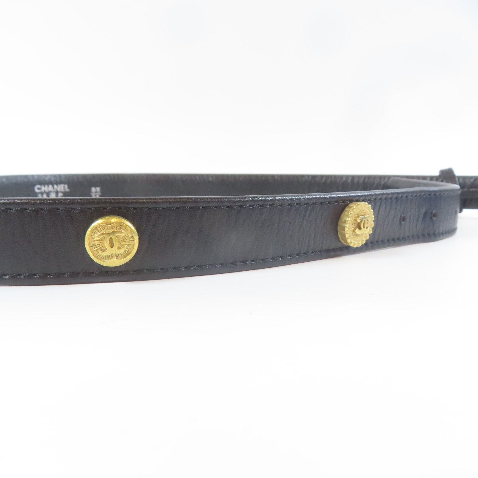CHANEL 【激減優惠】金屬/羊皮皮革Belt皮帶黑色