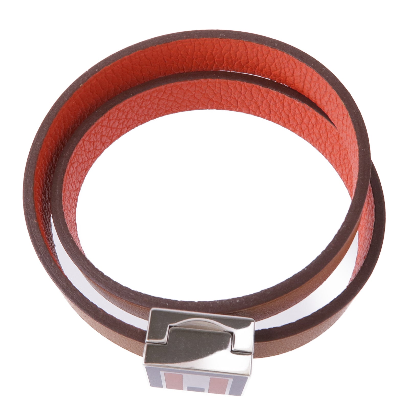 HERMES 皮革/金屬Double Bracelet手鏈