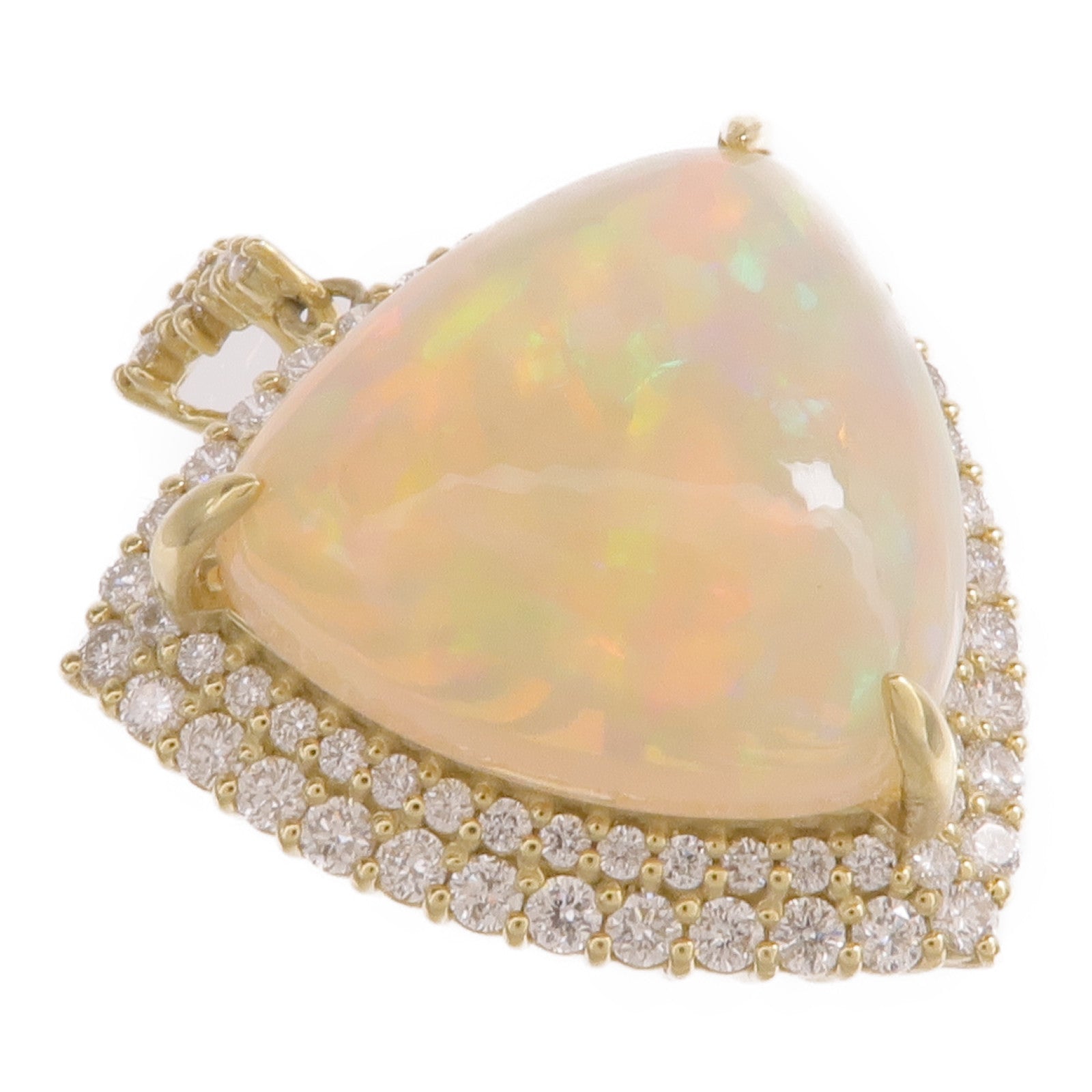 JEWELRY 18K黃金Opal Diamond Pendant Top蛋白/石鑽石吊墜