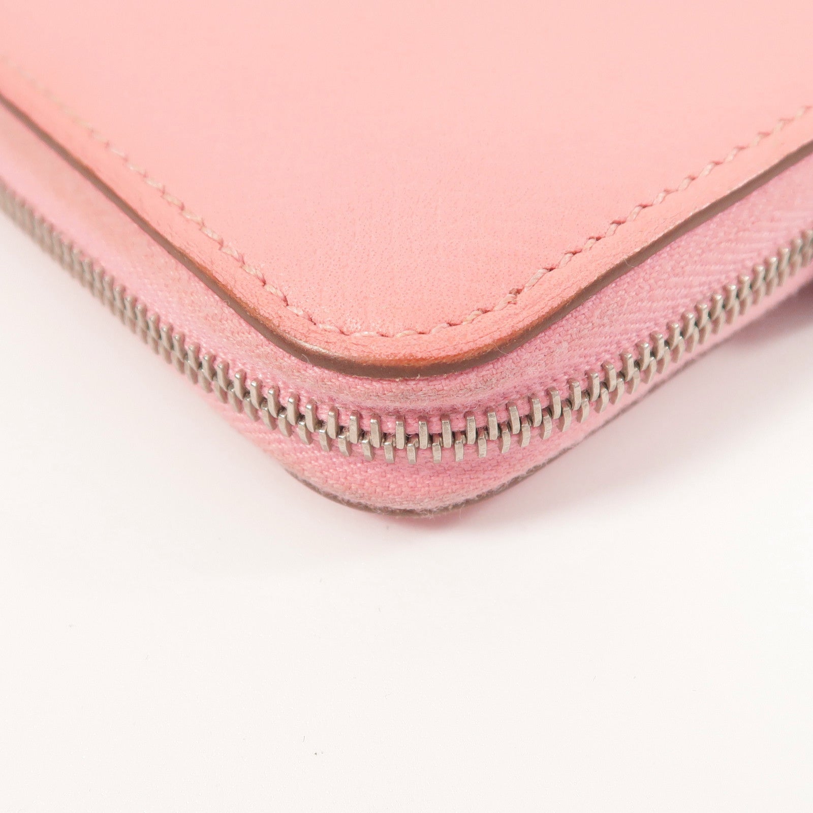 HERMES Epsom皮革/絲質Silk In Compact錢包Rose Azalee