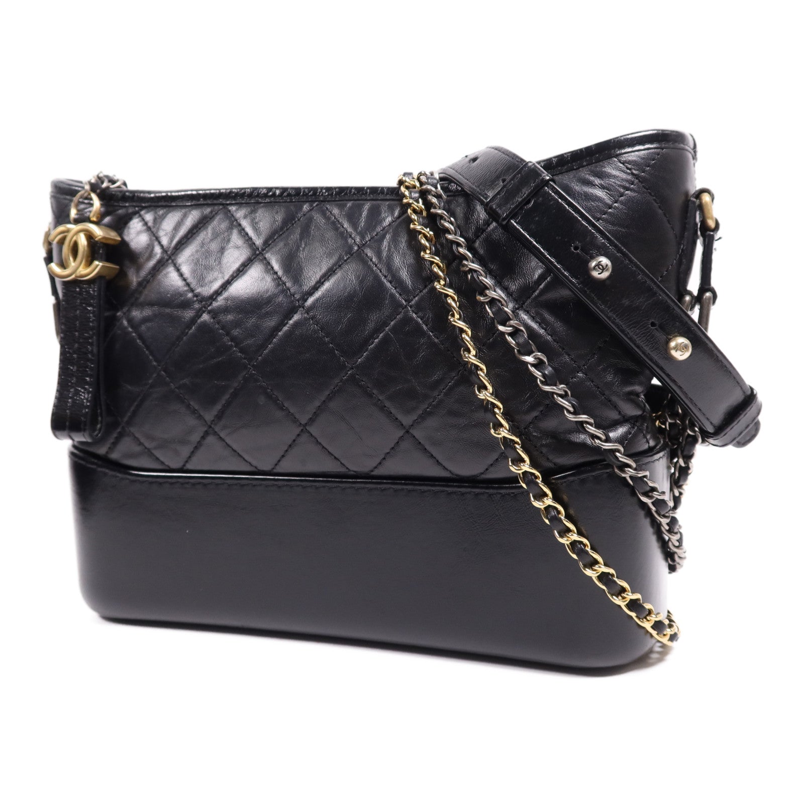 CHANEL 牛皮皮革Gabrielle Medium鏈帶肩背袋