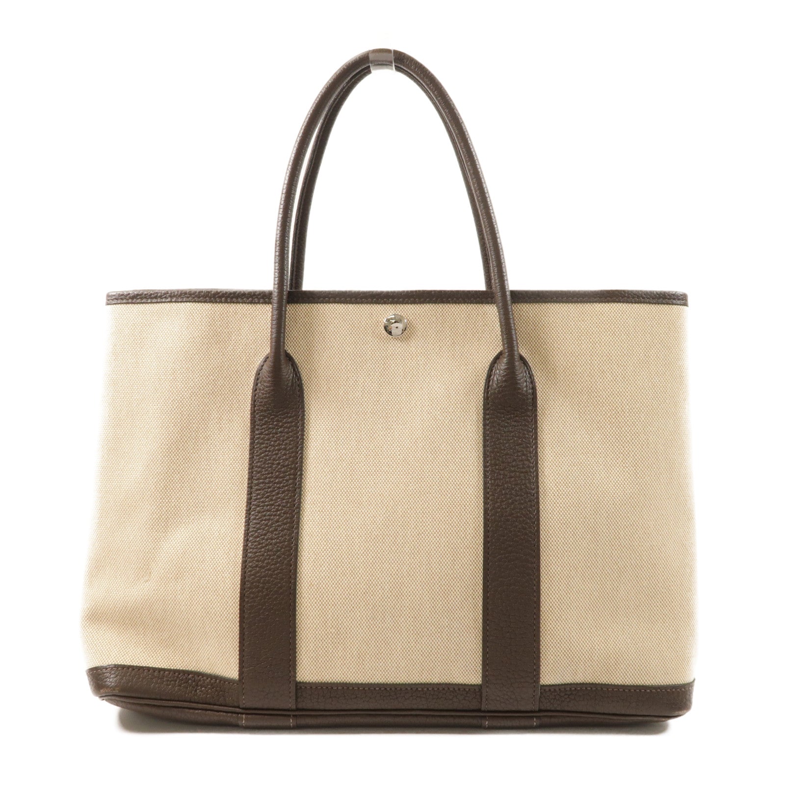 HERMES 帆布Garden Party PM銀扣手挽袋Ebene