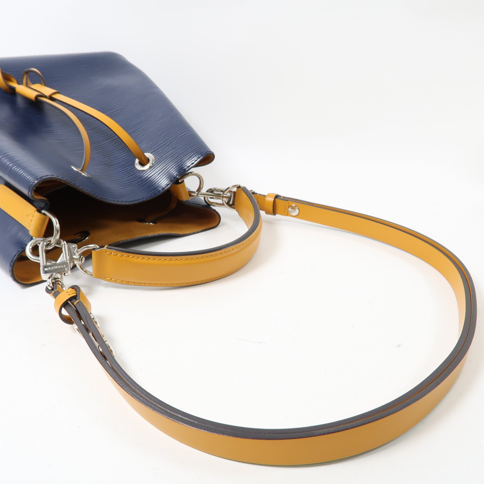 LOUIS VUITTON Epi Neo Noe BB銀扣手挽肩背兩用袋深藍色/黃色