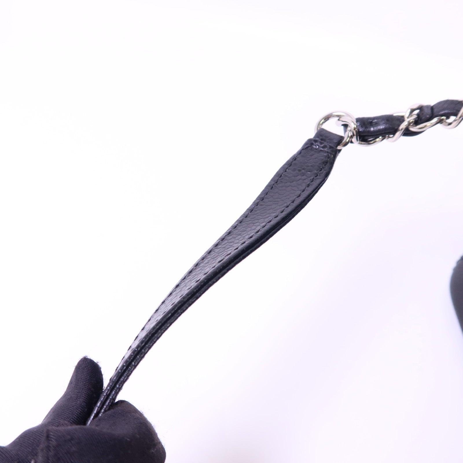 CHANEL 牛皮皮革Shoulder Bag銀扣鏈帶肩背袋