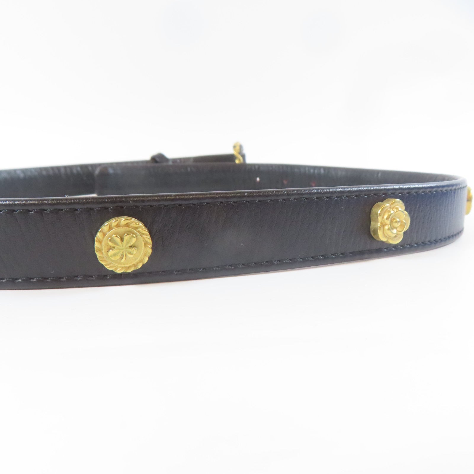 CHANEL 【激減優惠】金屬/羊皮皮革Belt皮帶黑色