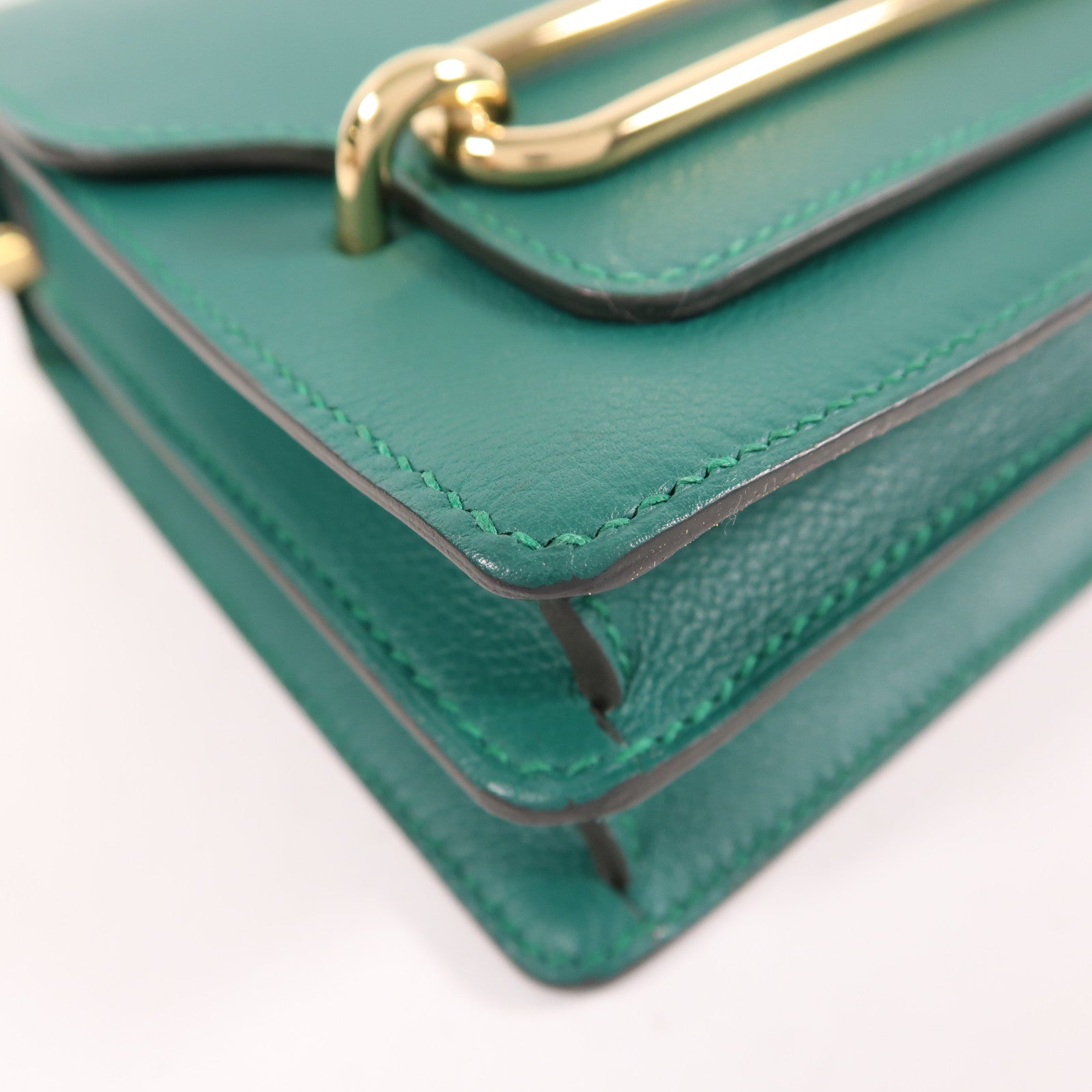 HERMES Evercolor皮革Mini Roulis金扣肩背袋Malachite