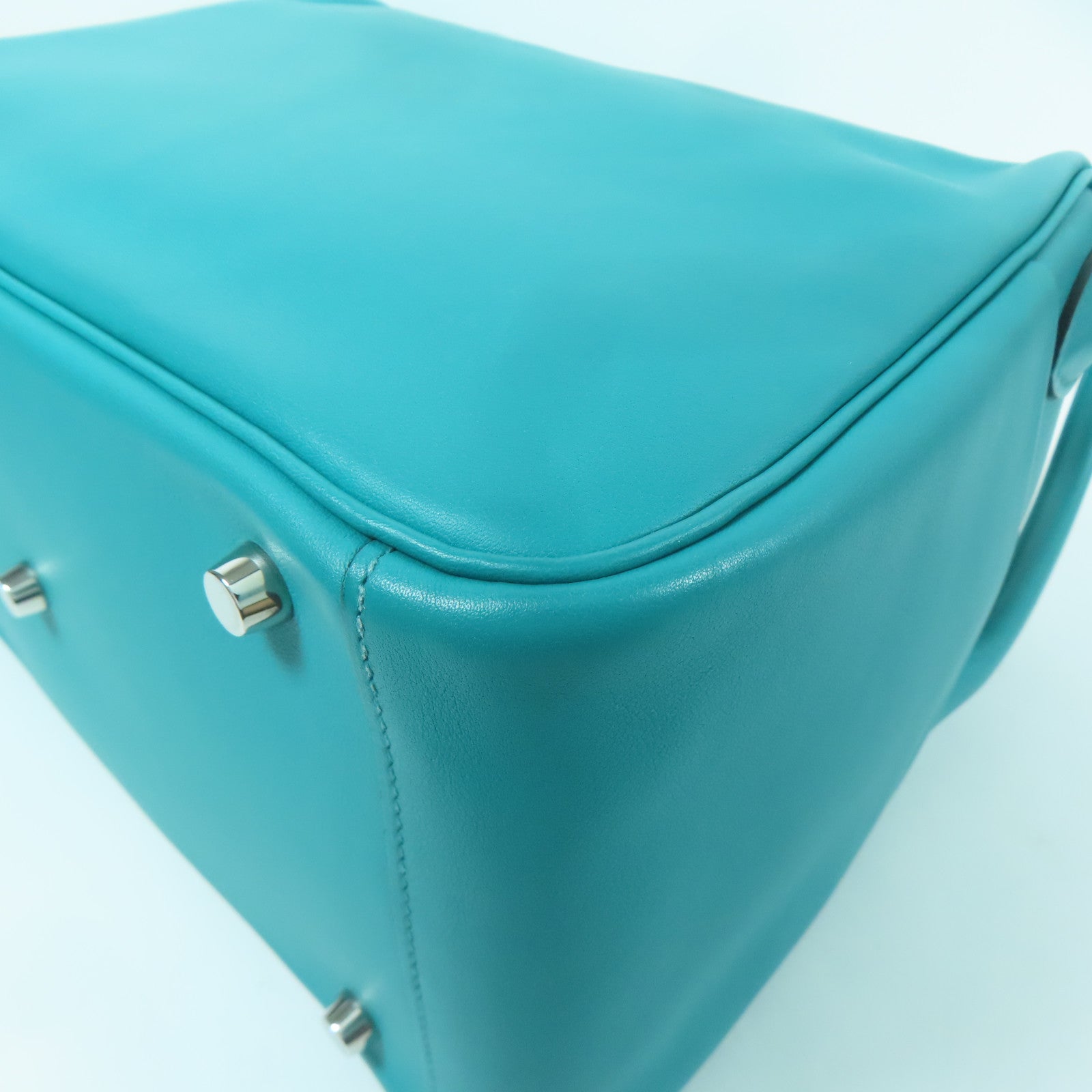 HERMES Swift皮革Lindy 30銀扣肩背袋Blue Lagoon