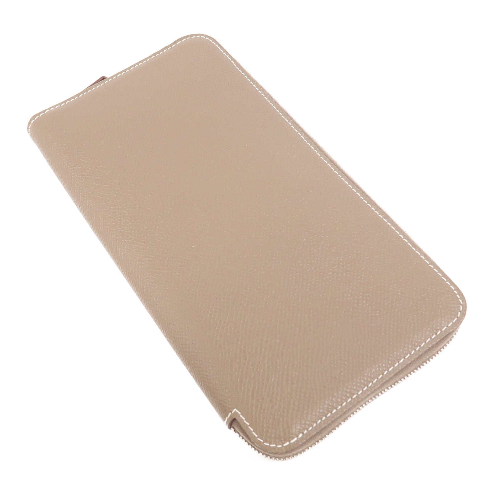 HERMES Epsom皮革Silk In Long Wallet銀扣長錢包18 Etoupe
