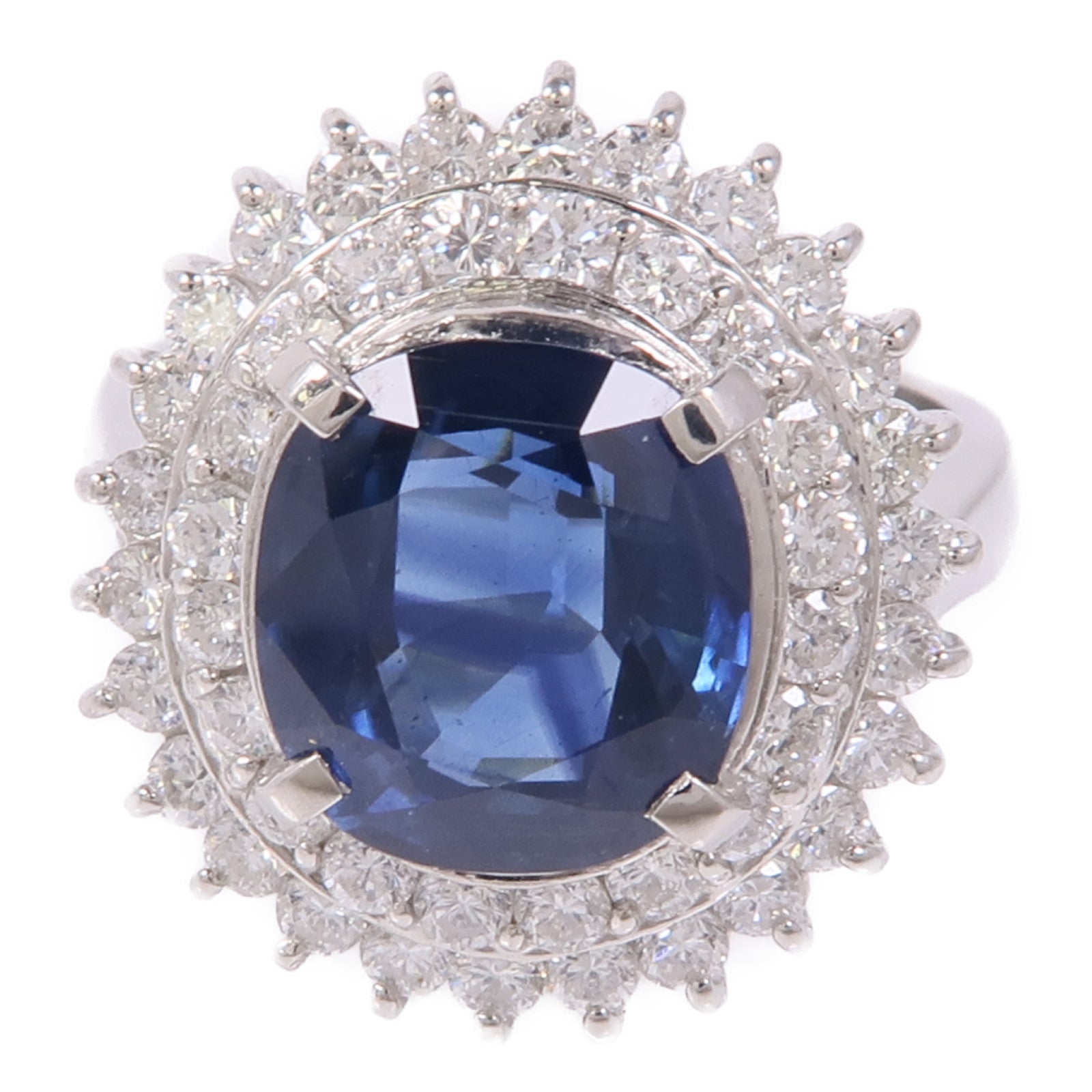 JEWELRY PT900鉑金Sapphire/Diamond Ring藍寶石/鑽石戒指US#7