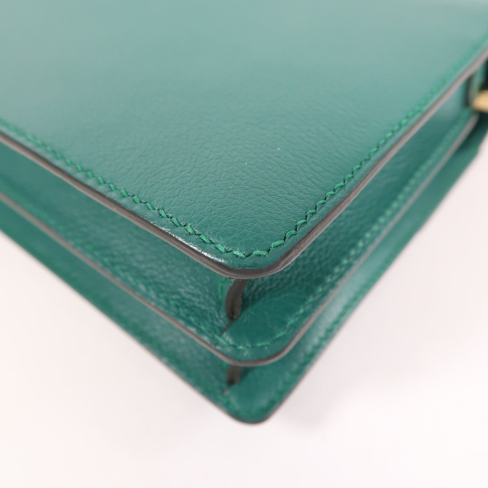 HERMES Evercolor皮革Mini Roulis金扣肩背袋Malachite