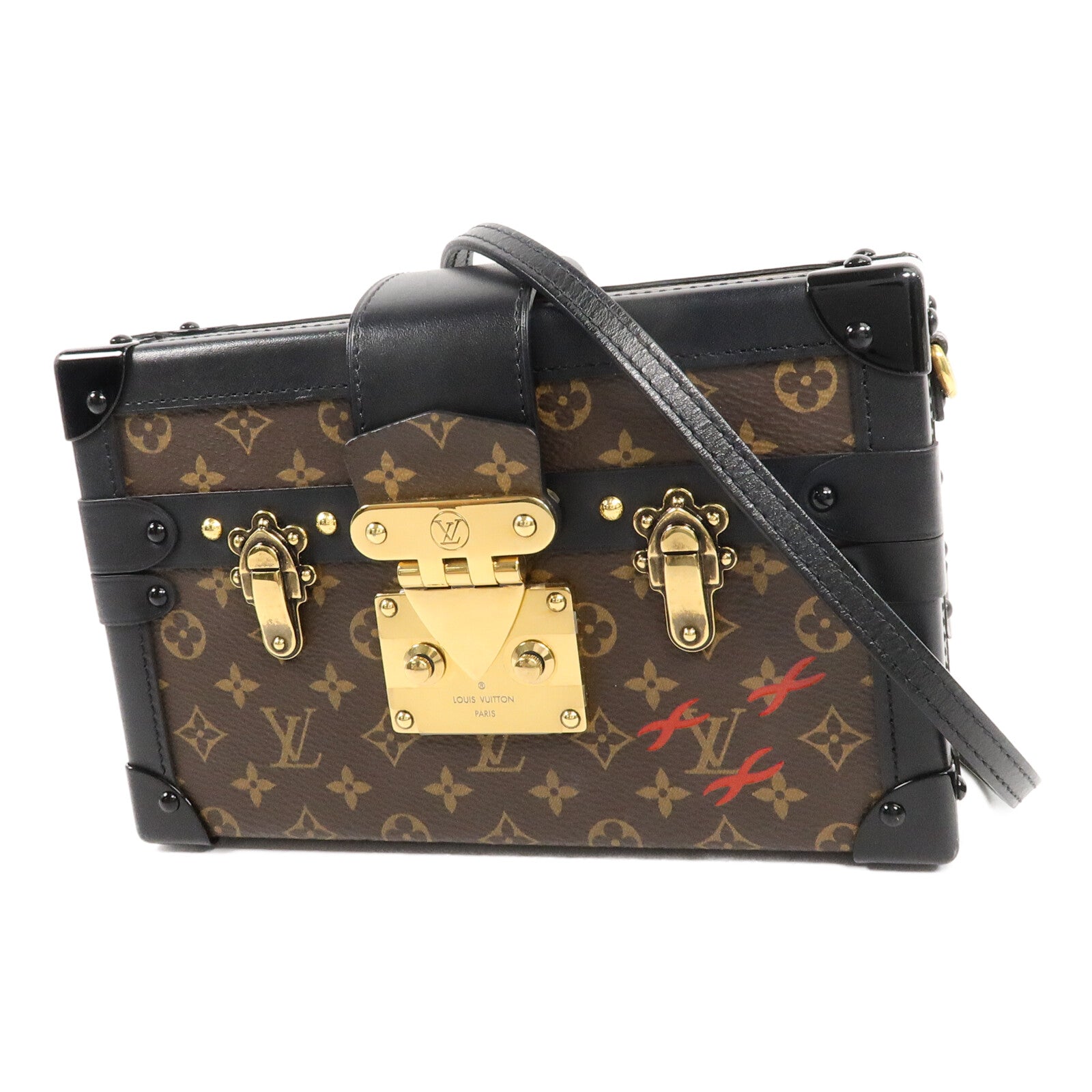 LOUIS VUITTON Monogram/牛皮皮革 Petite Malle肩背袋