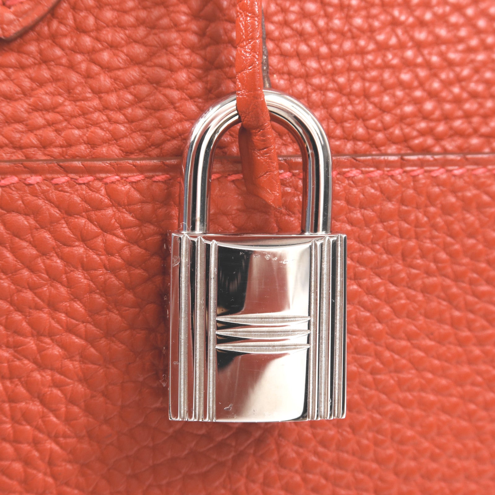 HERMES Togo皮革Bolide 1923 30銀扣手挽袋Rouge Garance