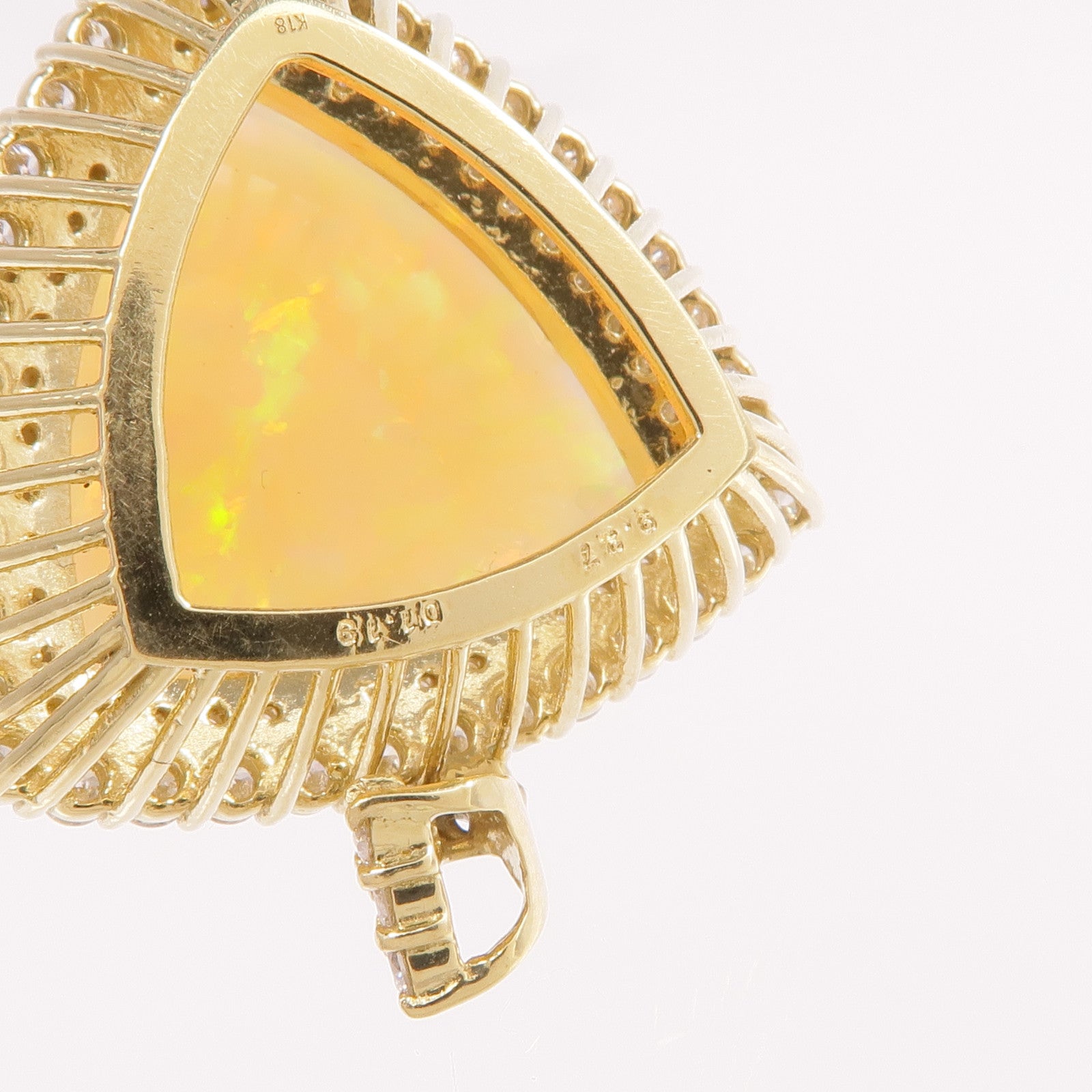 JEWELRY 18K黃金Opal Diamond Pendant Top蛋白/石鑽石吊墜