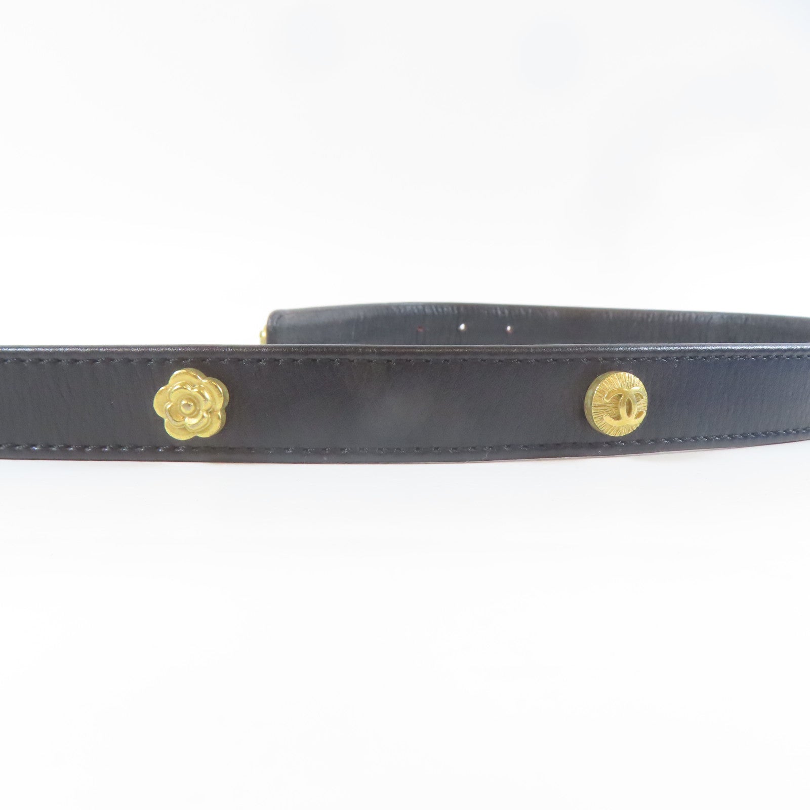 CHANEL 【激減優惠】金屬/羊皮皮革Belt皮帶黑色