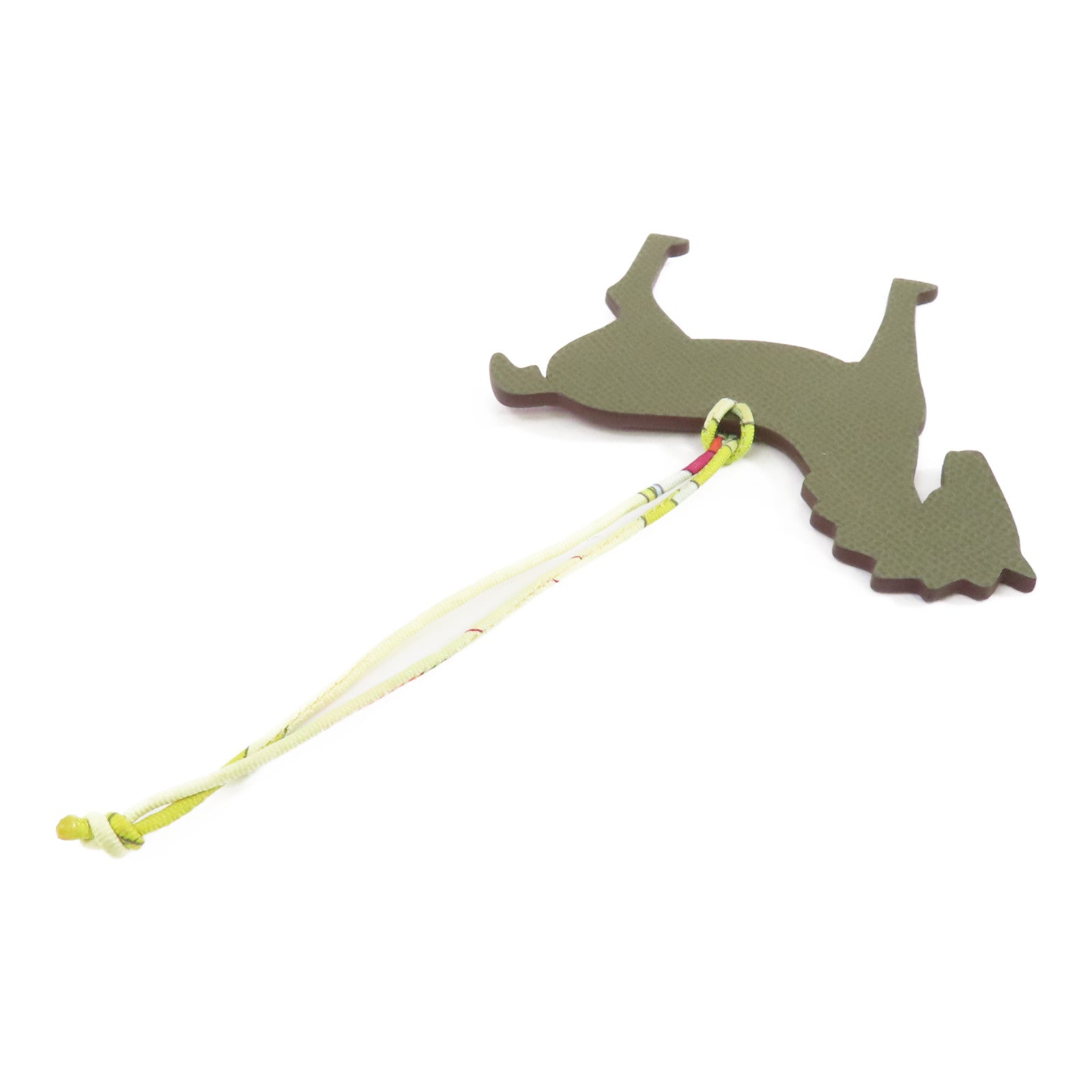 HERMES 皮革Charm掛飾綠色/啡色
