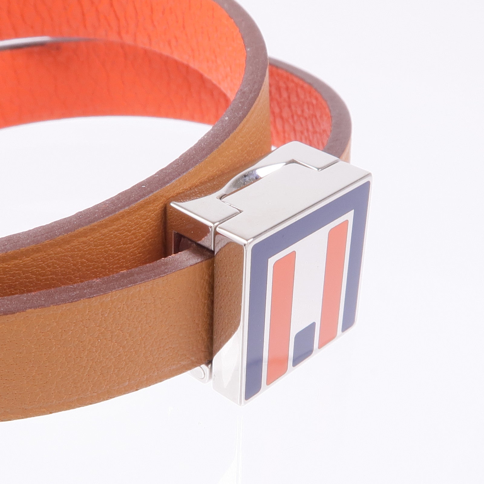 HERMES 皮革/金屬Double Bracelet手鏈