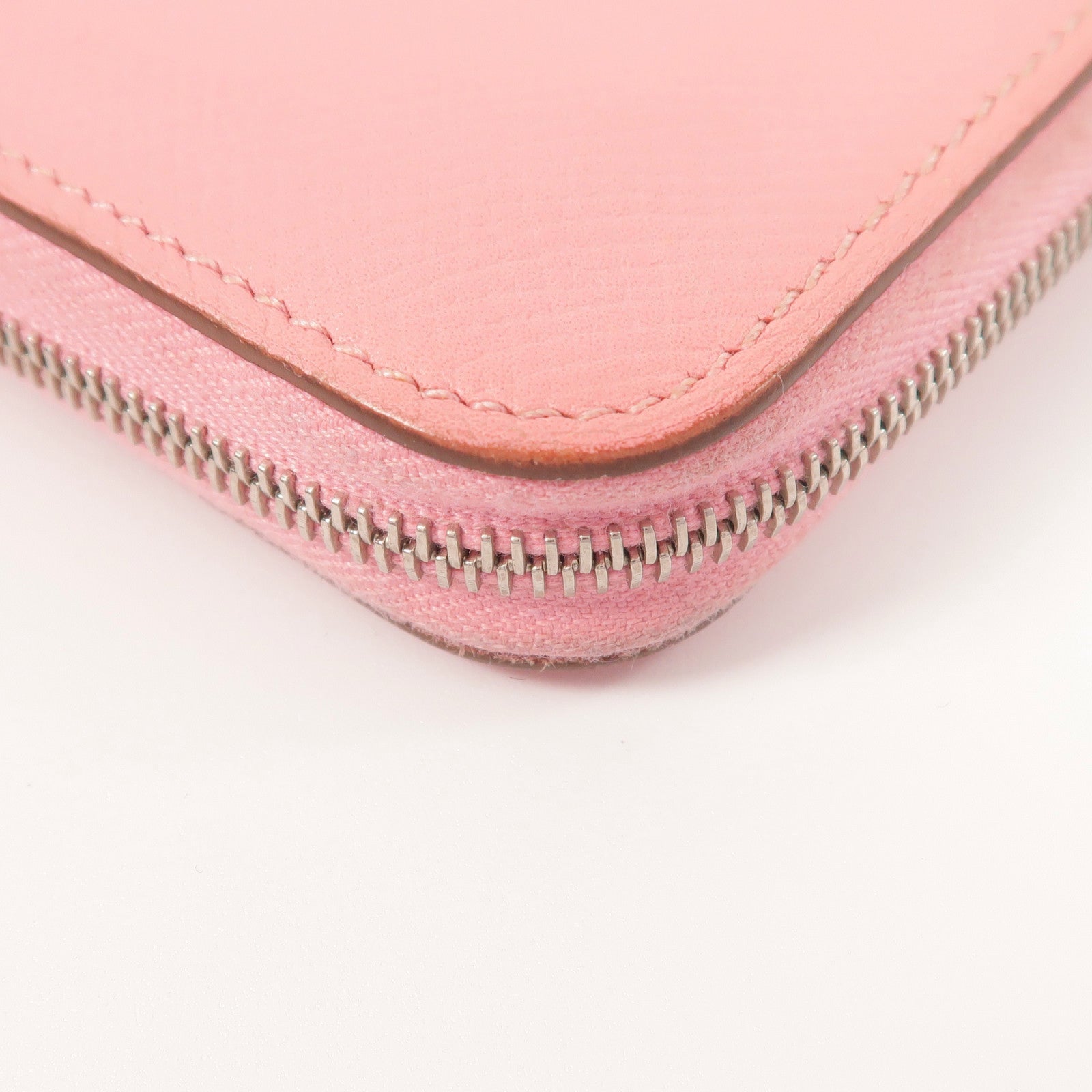 HERMES Epsom皮革/絲質Silk In Compact錢包Rose Azalee