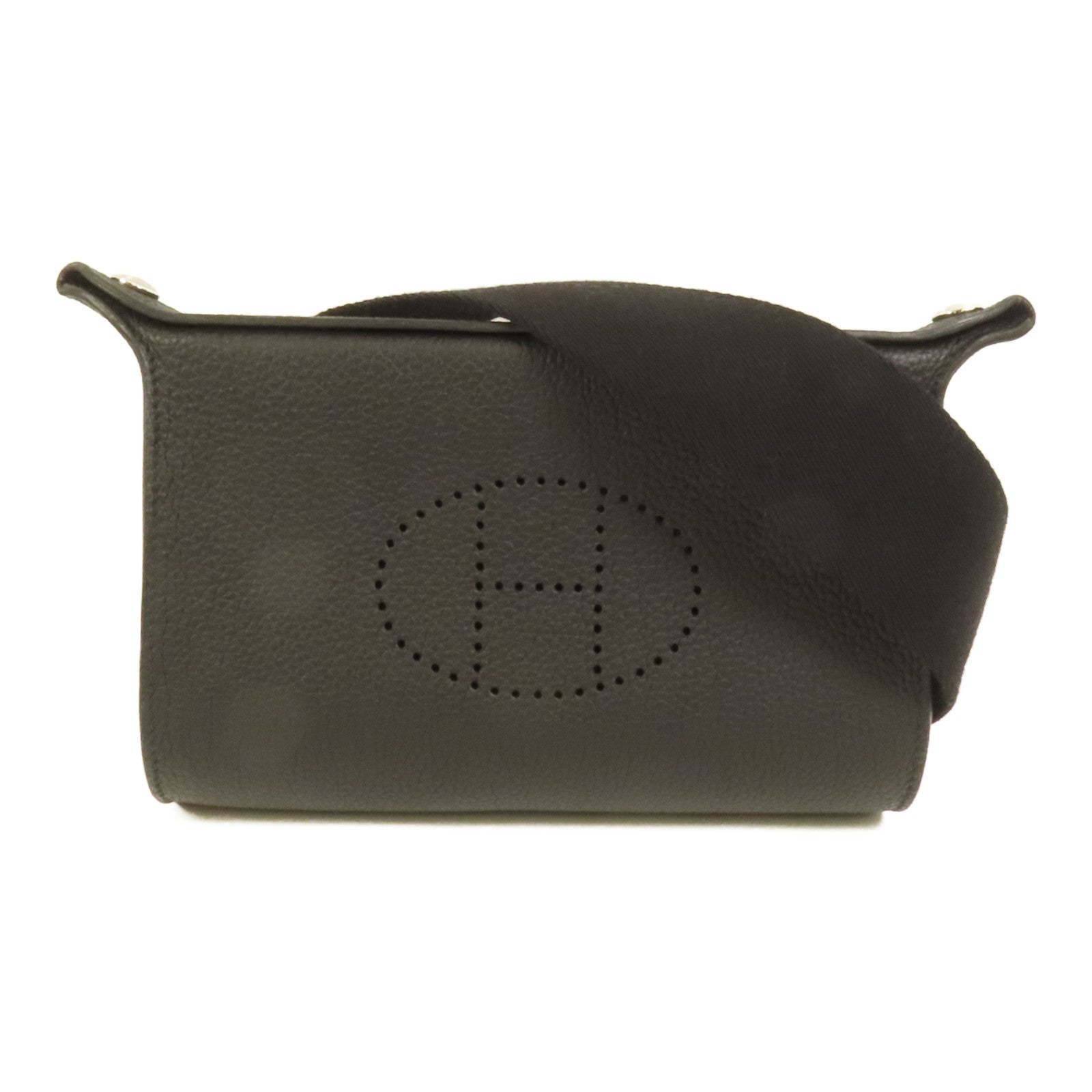 HERMES Togo皮革Videpoches銀扣肩背袋Noir