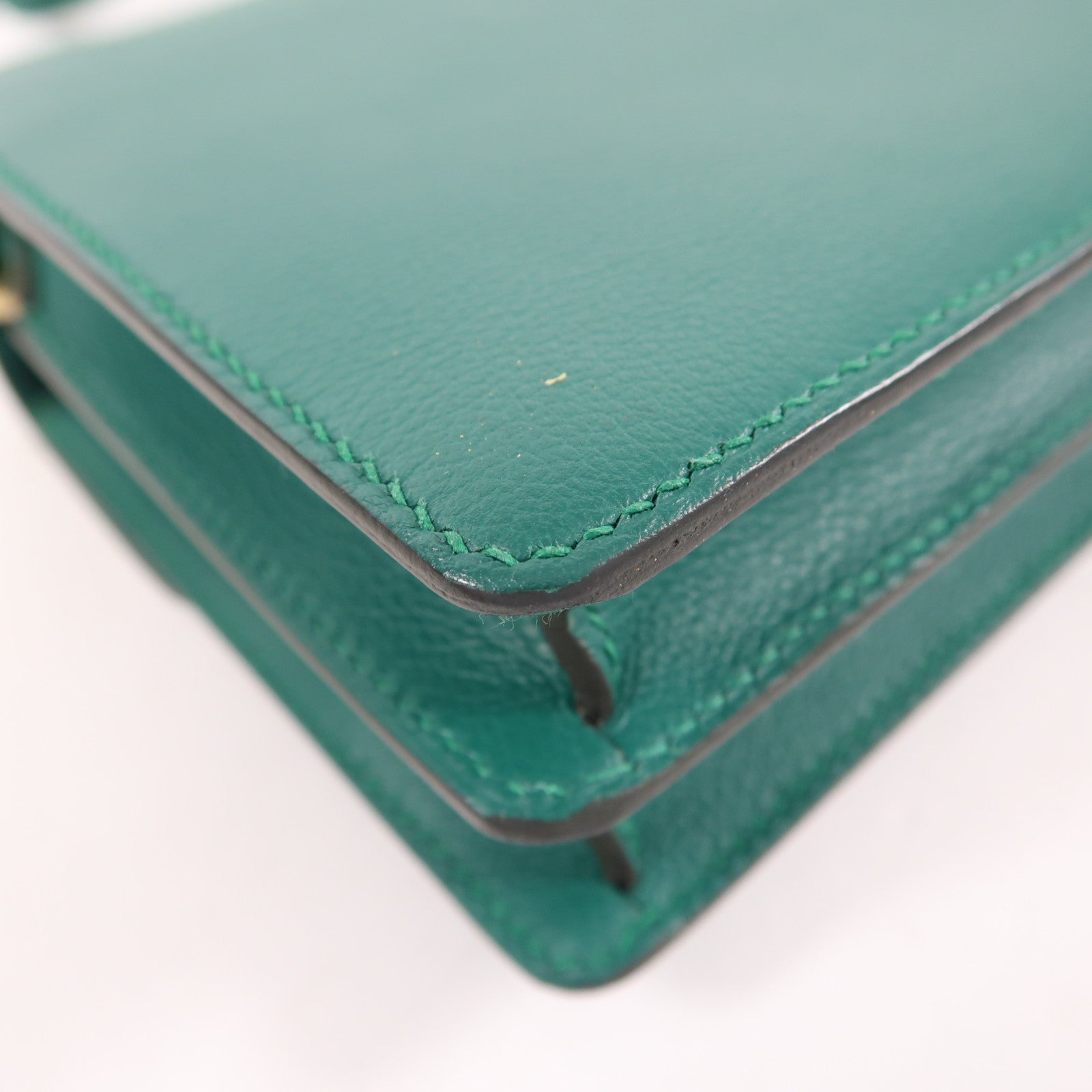 HERMES Evercolor皮革Mini Roulis金扣肩背袋Malachite