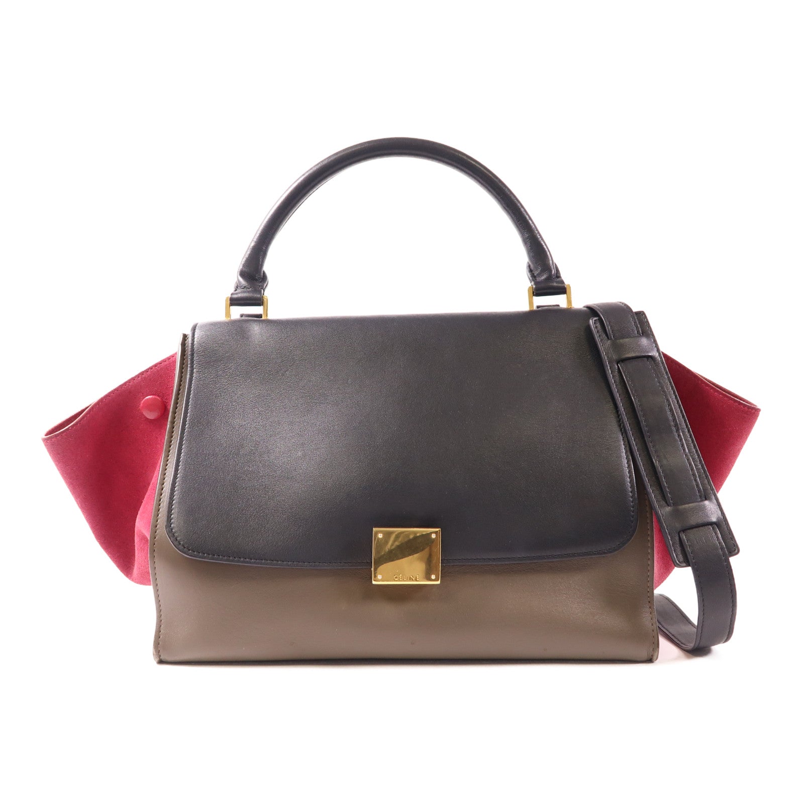 CELINE 【激減優惠】牛皮皮革Trapeze MM金扣手挽肩背兩用袋