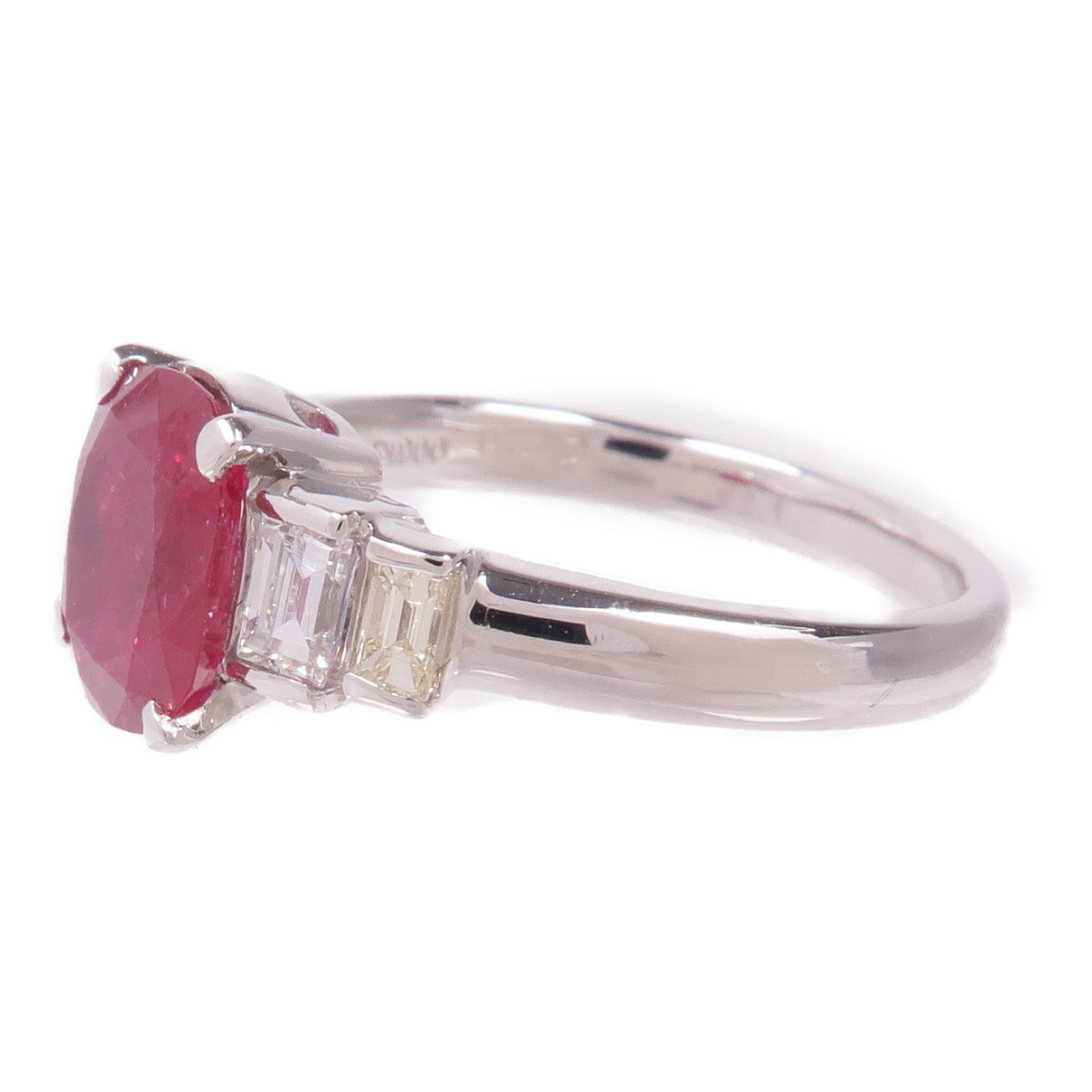 JEWELRY PT900鉑金Ruby Diamond Ring紅寶石/鑽石戒指US#6