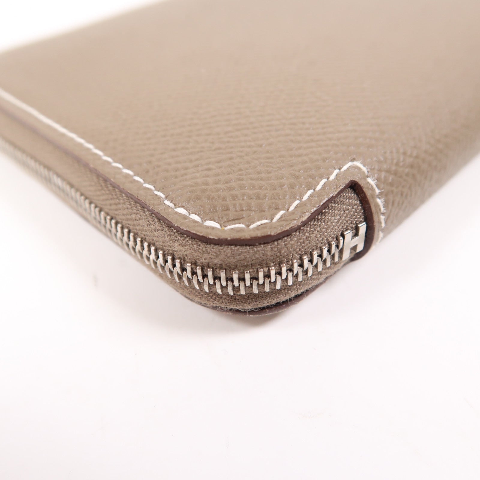 HERMES Epsom皮革Silk In Long Wallet銀扣長錢包18 Etoupe