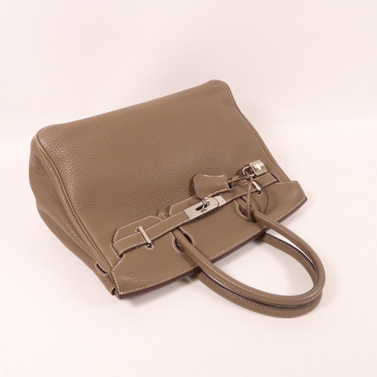 HERMES Togo皮革Birkin 30銀扣手挽袋Etoupe大象灰色