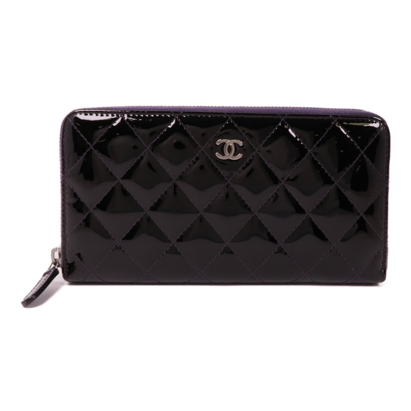 CHANEL 漆皮皮革Long Wallet銀扣長錢包