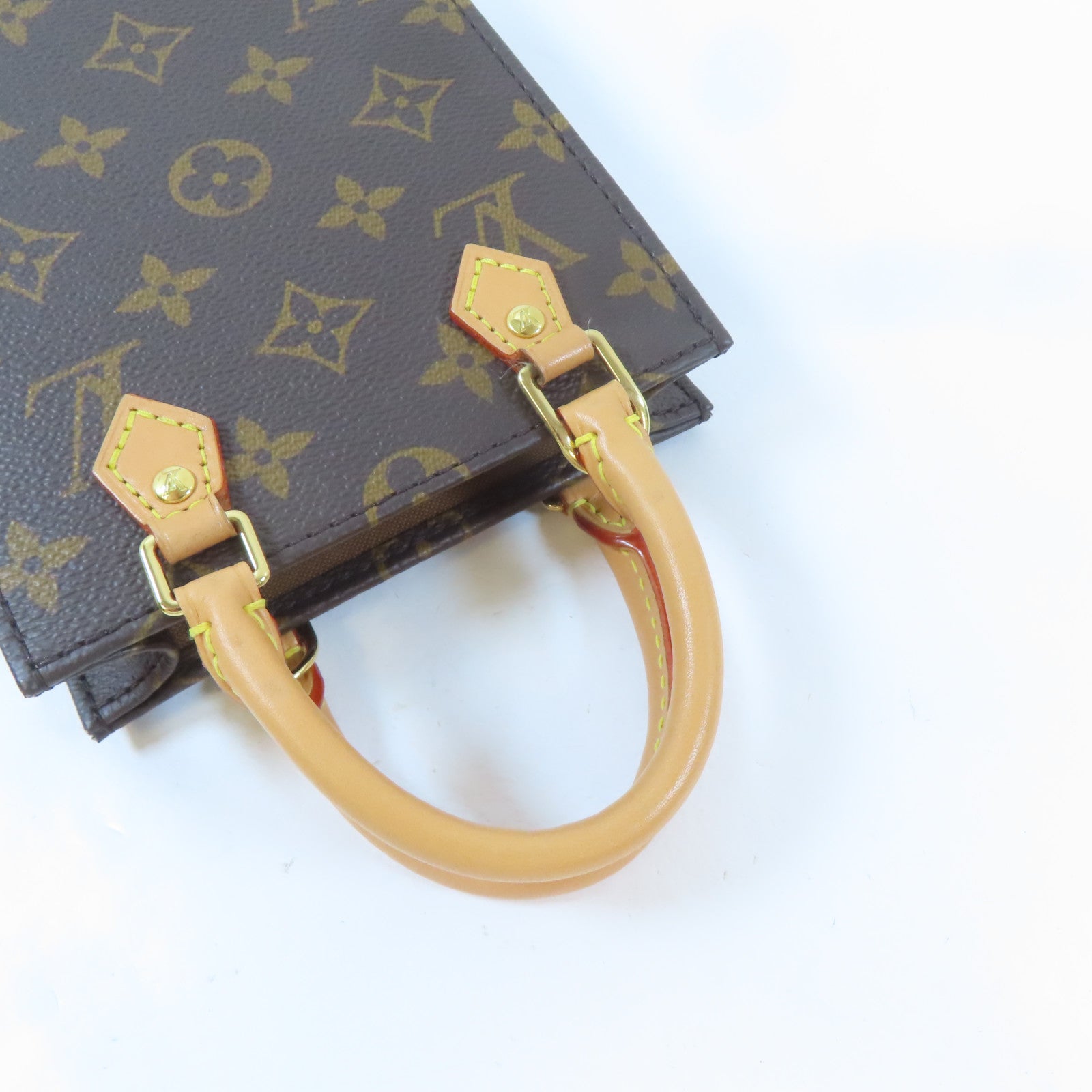 LOUIS VUITTON Monogram Petit Sac Plat金扣手挽肩背兩用袋啡色
