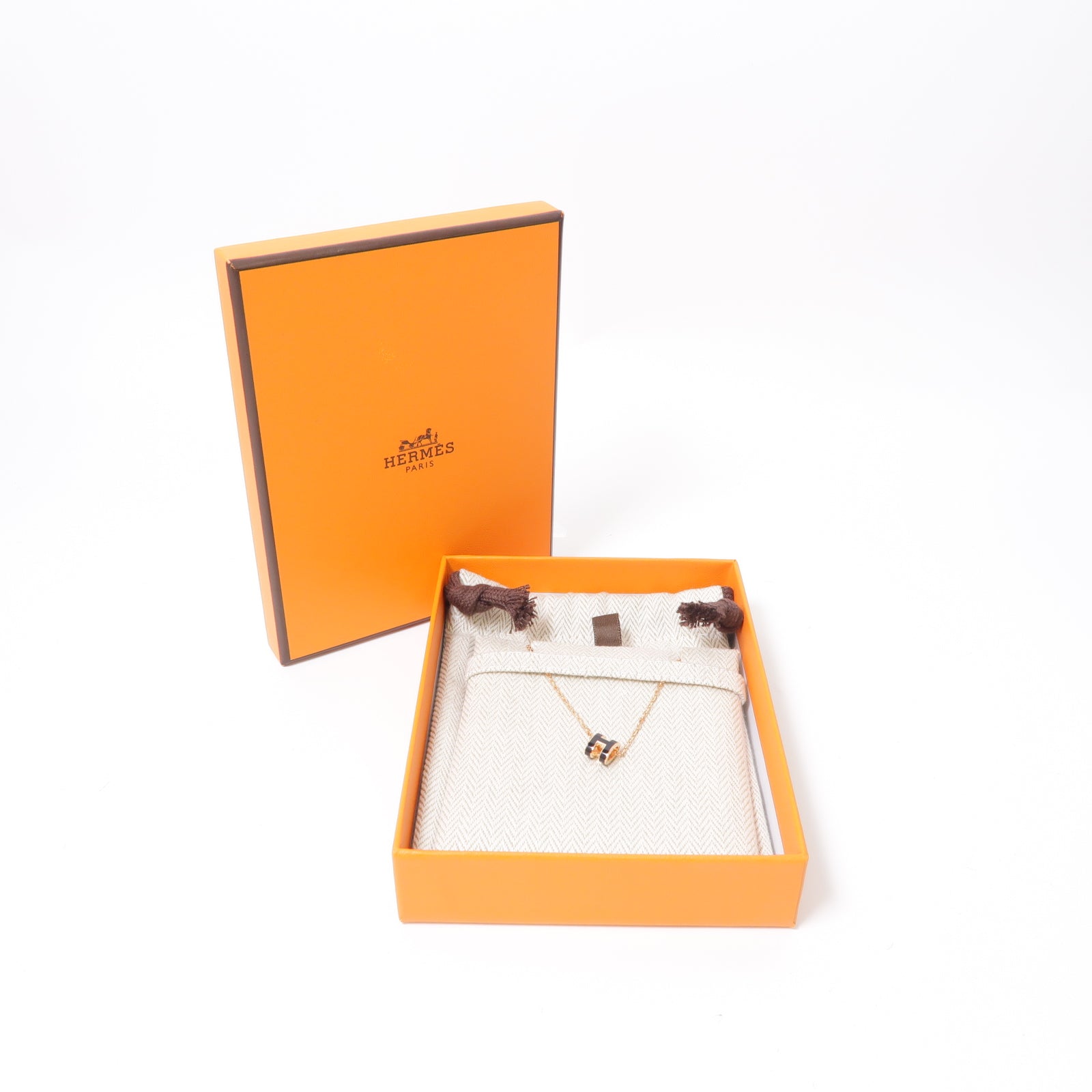 HERMES 金屬Mini Pop H項鍊黑色/粉金色